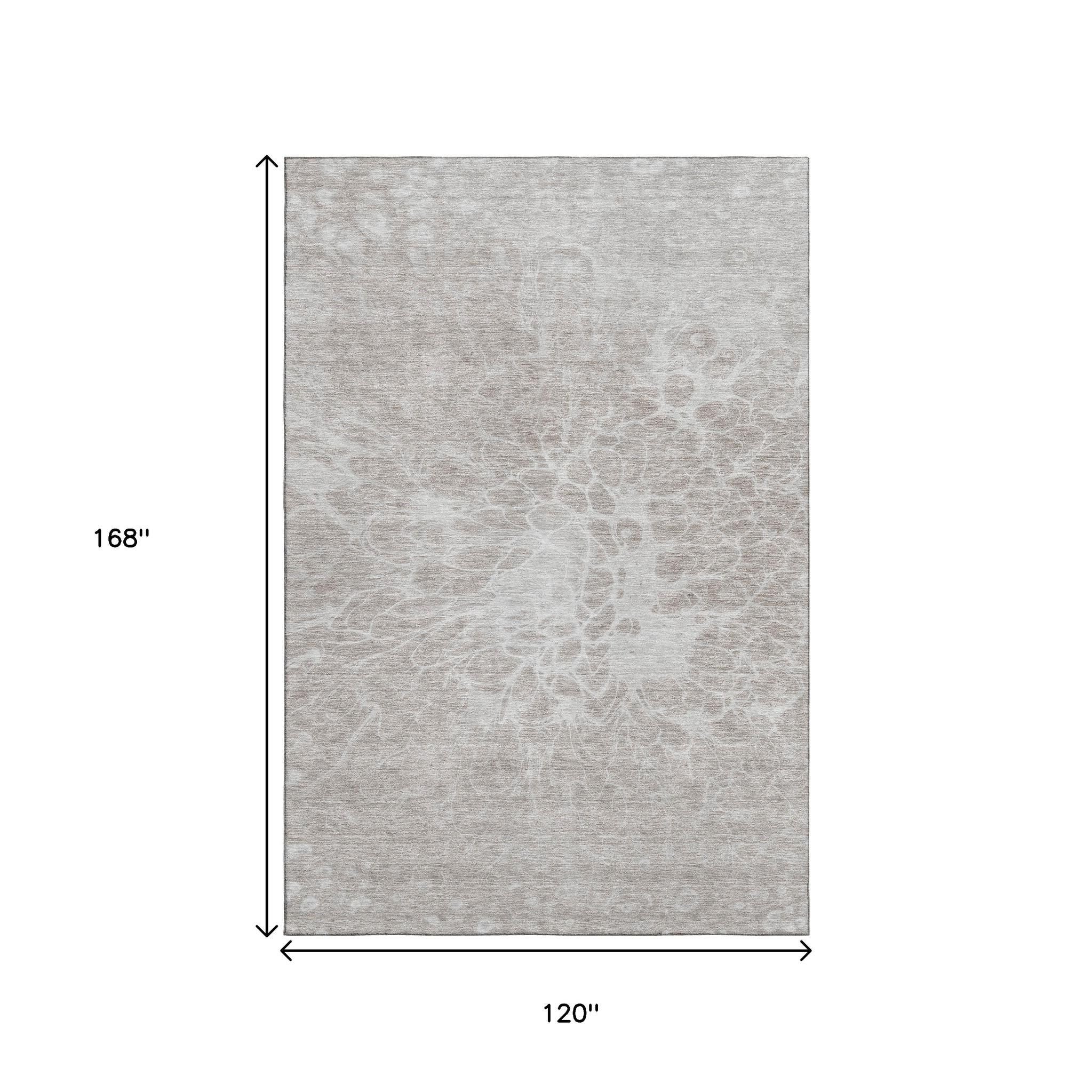 10' X 14' Taupe And Ivory Abstract Washable Area Rug With UV Protection - Home & Garden