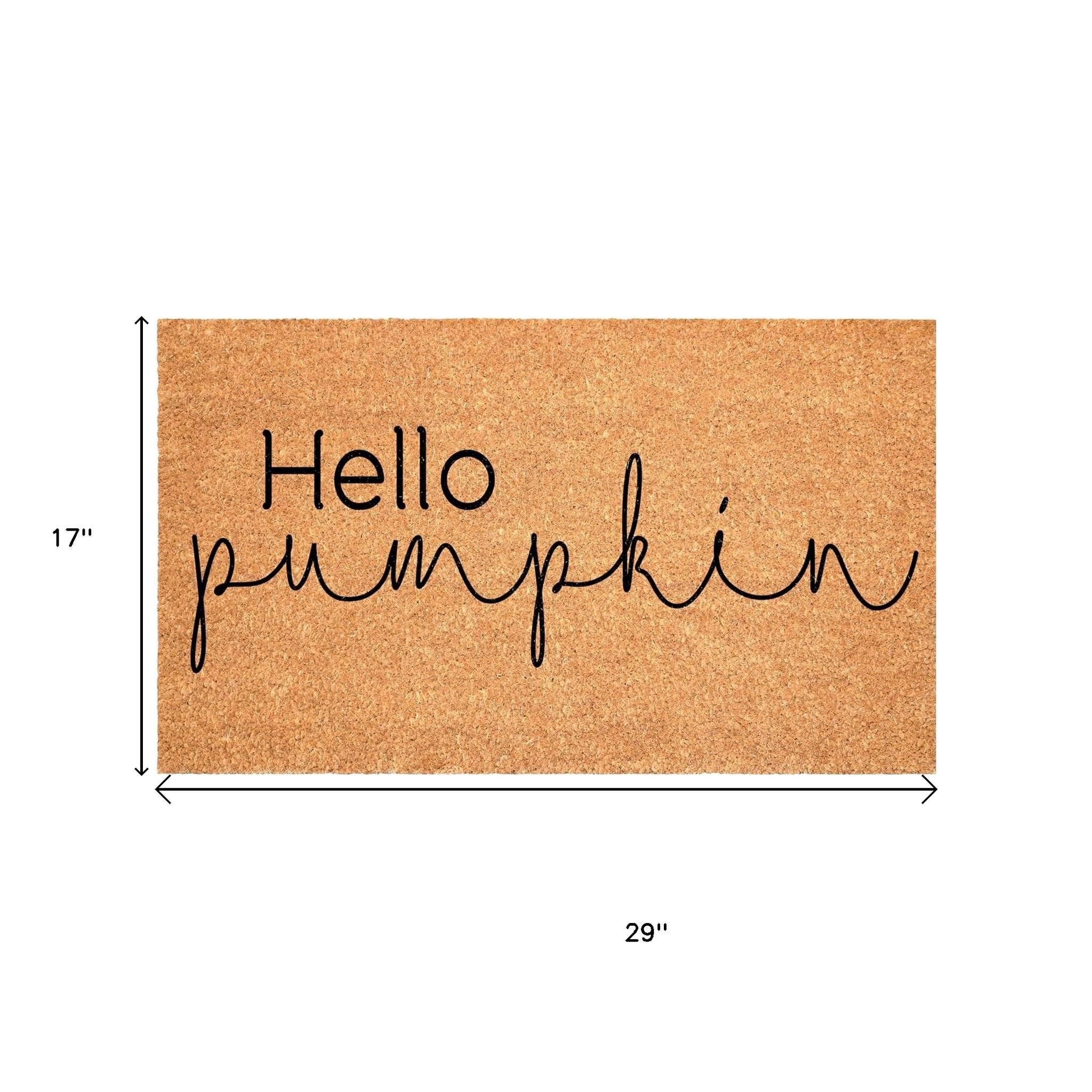 17" X 29" Brown And Natural Fall Hello Pumpkin Outdoor Coir Door Mat - Home & Garden