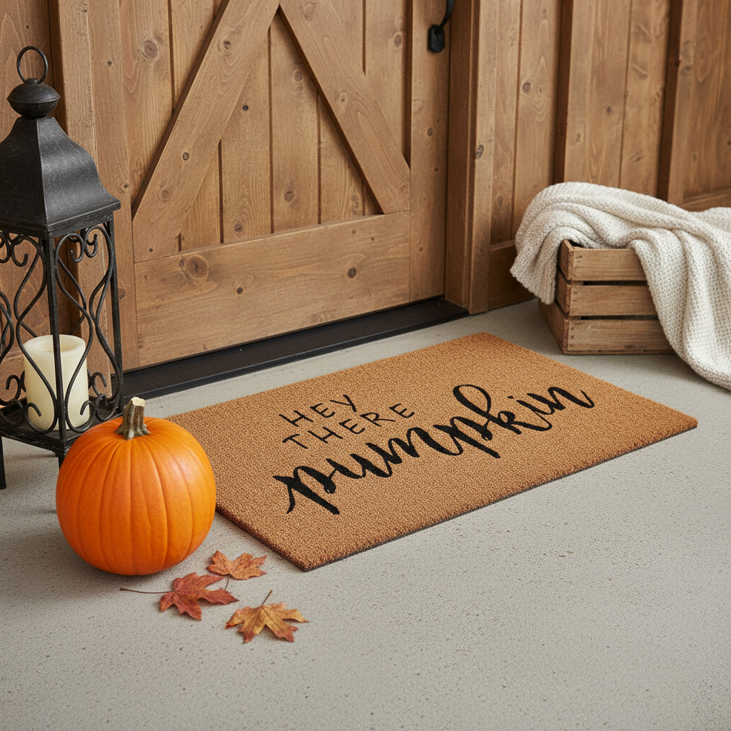 17" X 29" Brown And Natural Fall Hey There Outdoor Coir Door Mat - Home & Garden