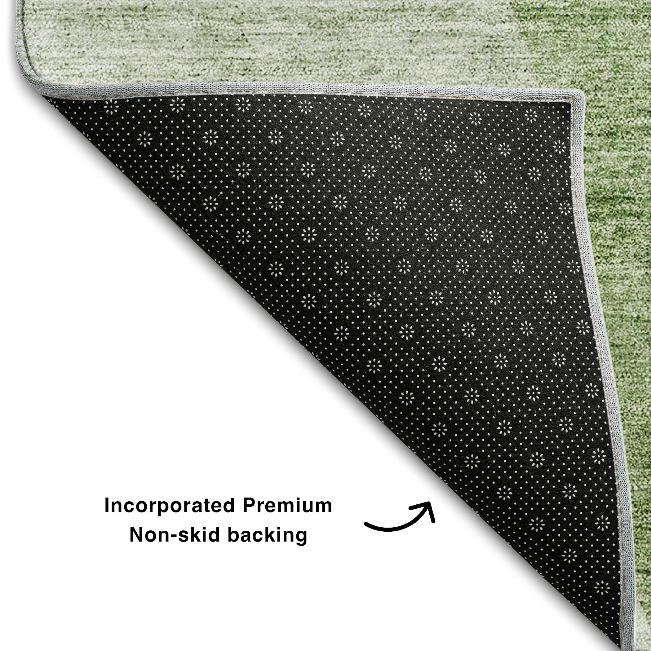 5' X 8' Artichoke Green And Ivory Abstract Washable Area Rug With UV Protection - Home & Garden