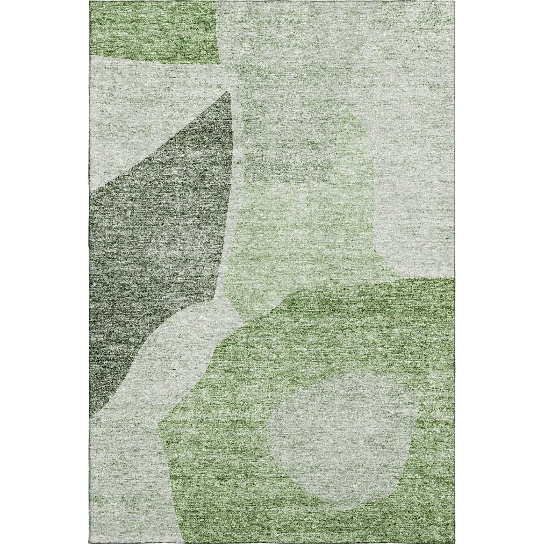 5' X 8' Artichoke Green And Ivory Abstract Washable Area Rug With UV Protection - Home & Garden
