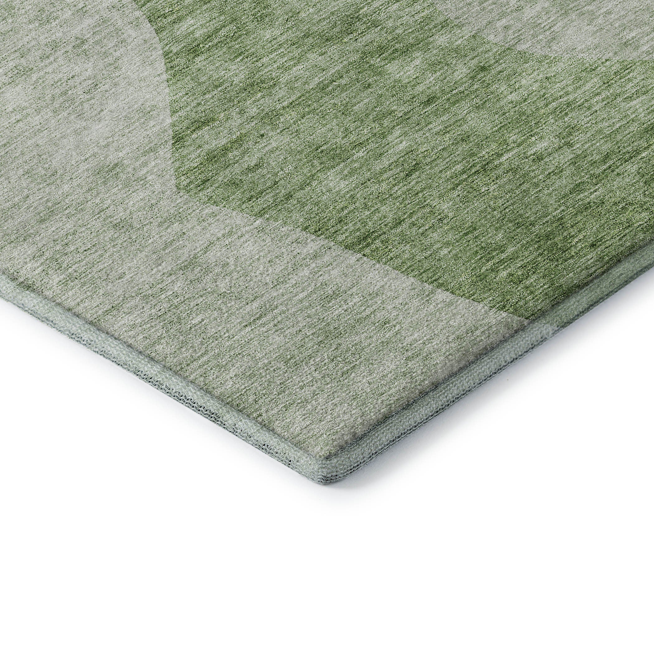 5' X 8' Artichoke Green And Ivory Abstract Washable Area Rug With UV Protection - Home & Garden