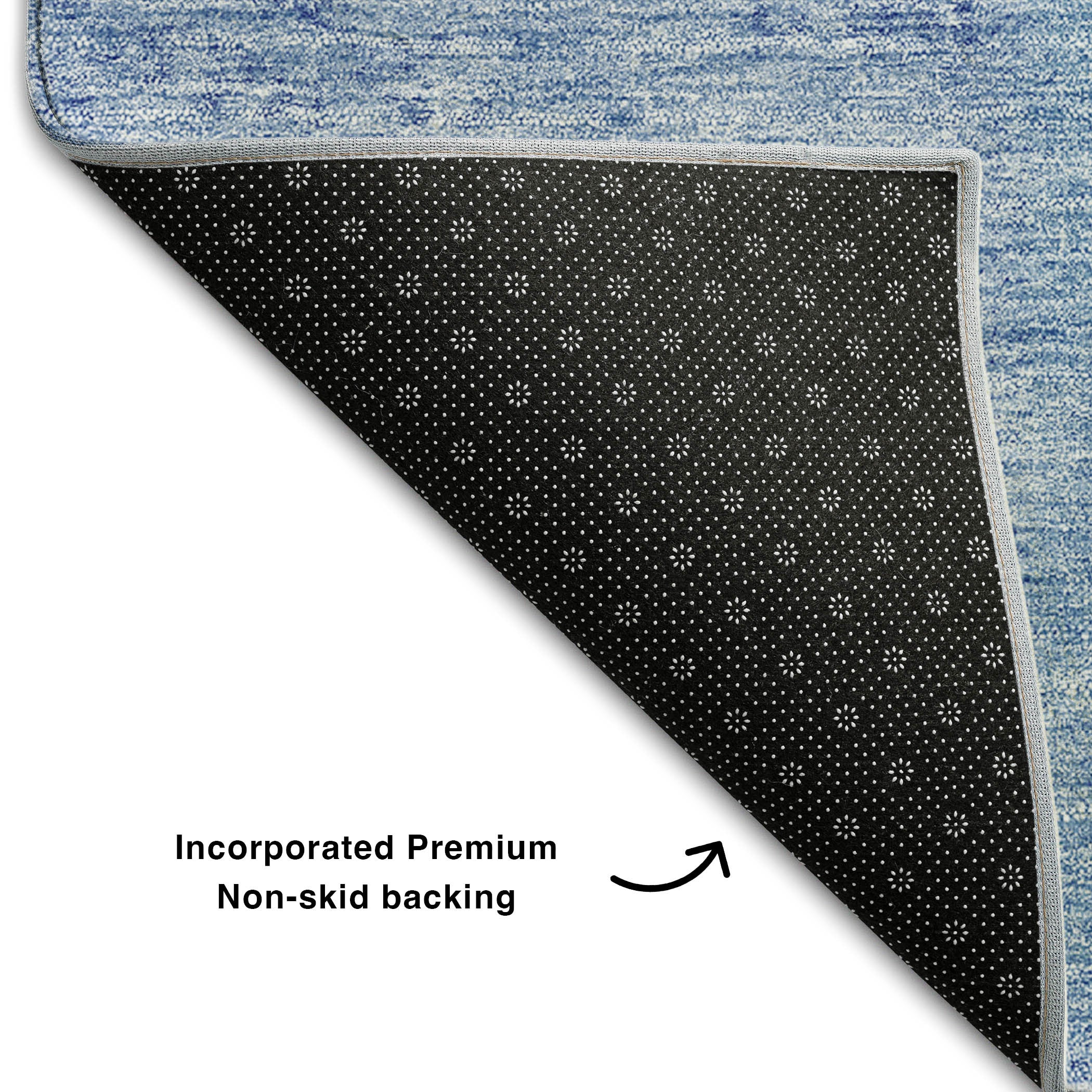 10' X 14' Denim Blue And Ivory Patchwork Washable Area Rug With UV Protection - Home & Garden