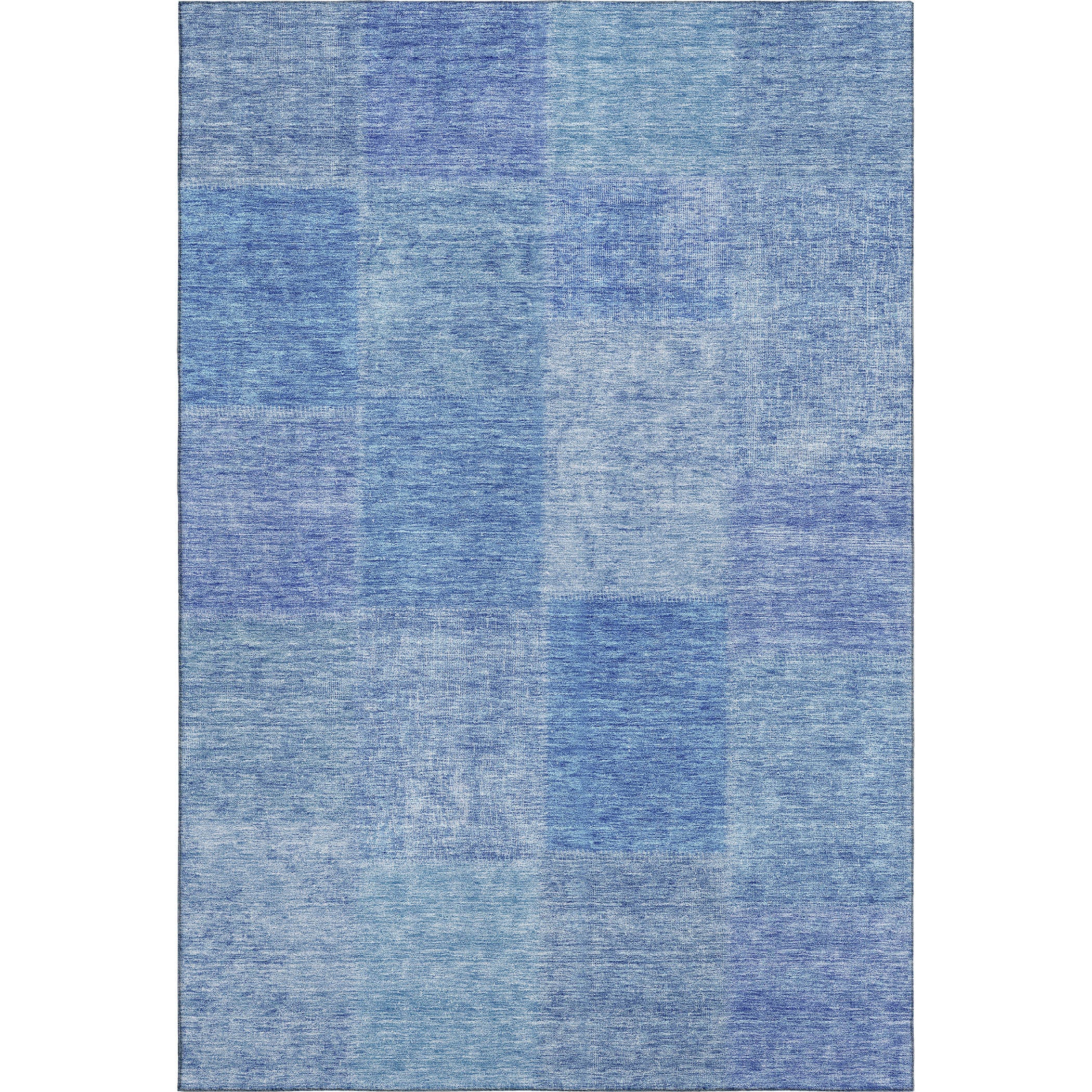 10' X 14' Denim Blue And Ivory Patchwork Washable Area Rug With UV Protection - Home & Garden