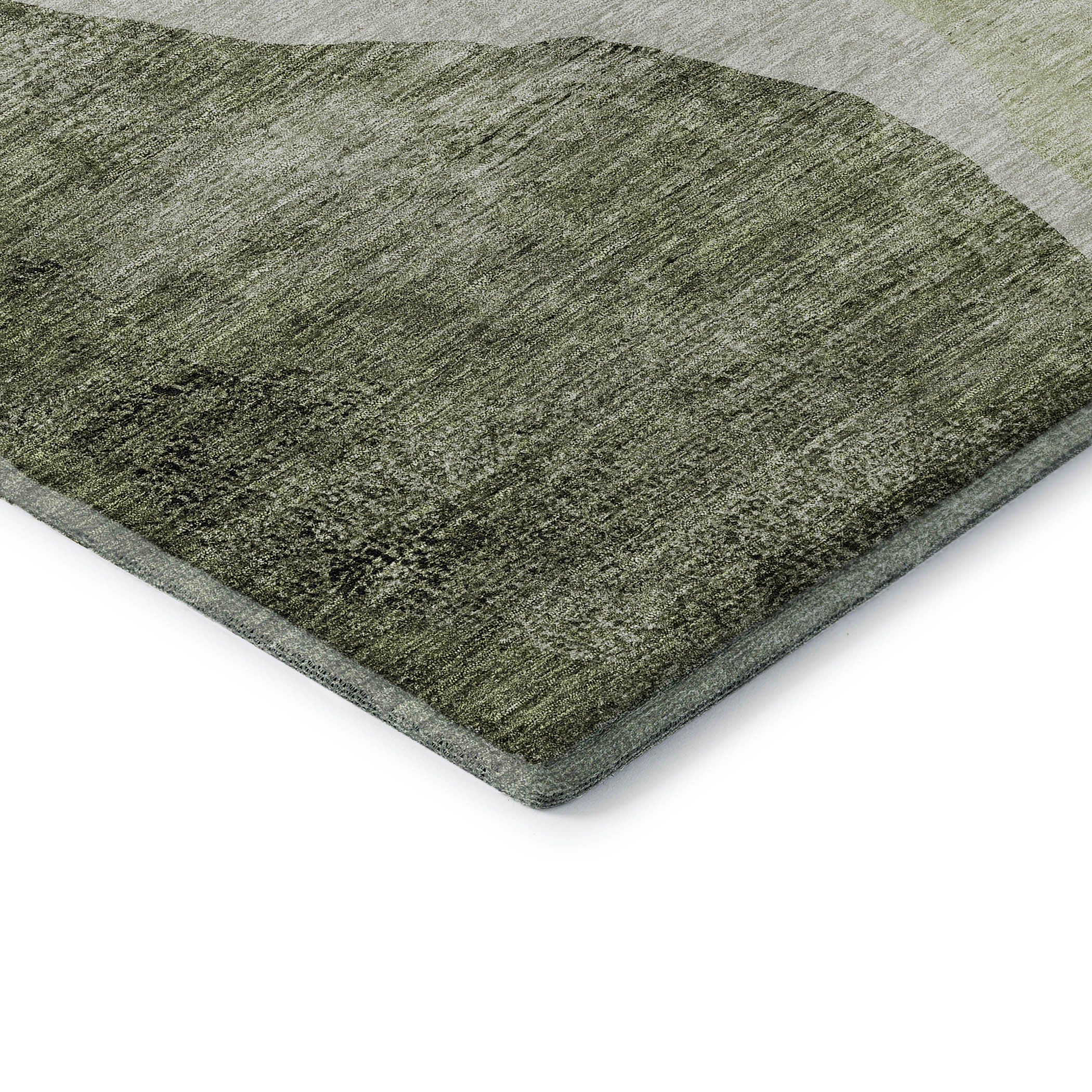 5' X 8' Olive Green And Ivory Abstract Washable Area Rug With UV Protection - Home & Garden