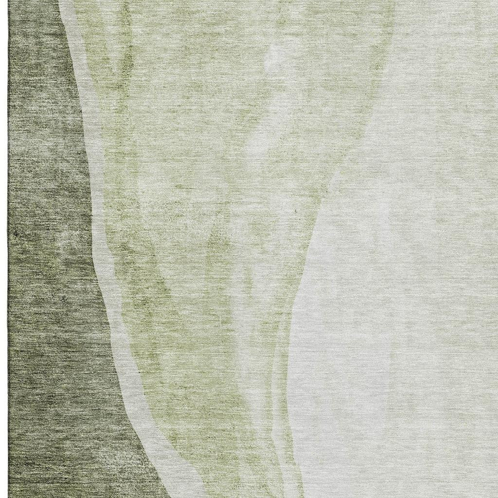 5' X 8' Olive Green And Ivory Abstract Washable Area Rug With UV Protection - Home & Garden