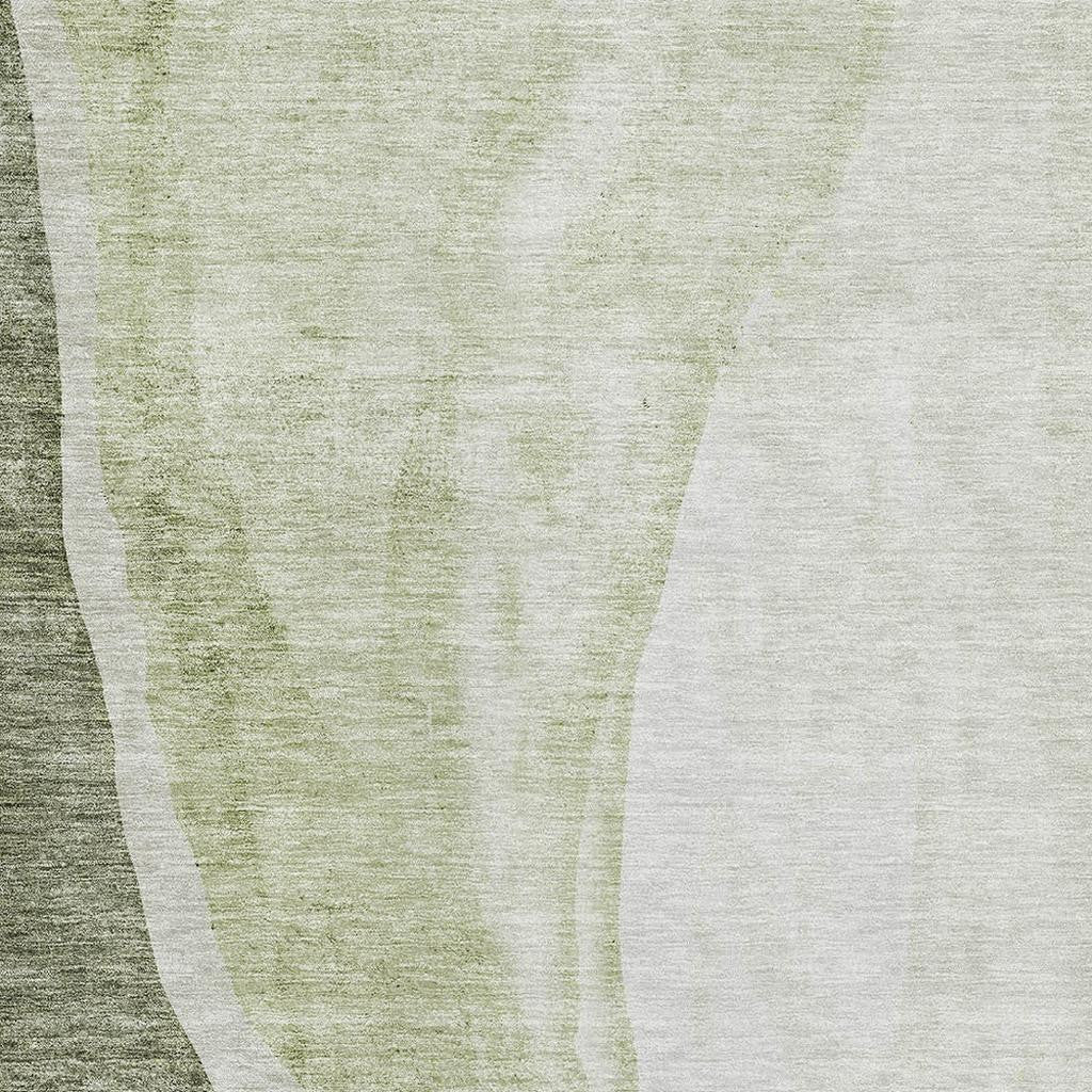 5' X 8' Olive Green And Ivory Abstract Washable Area Rug With UV Protection - Home & Garden