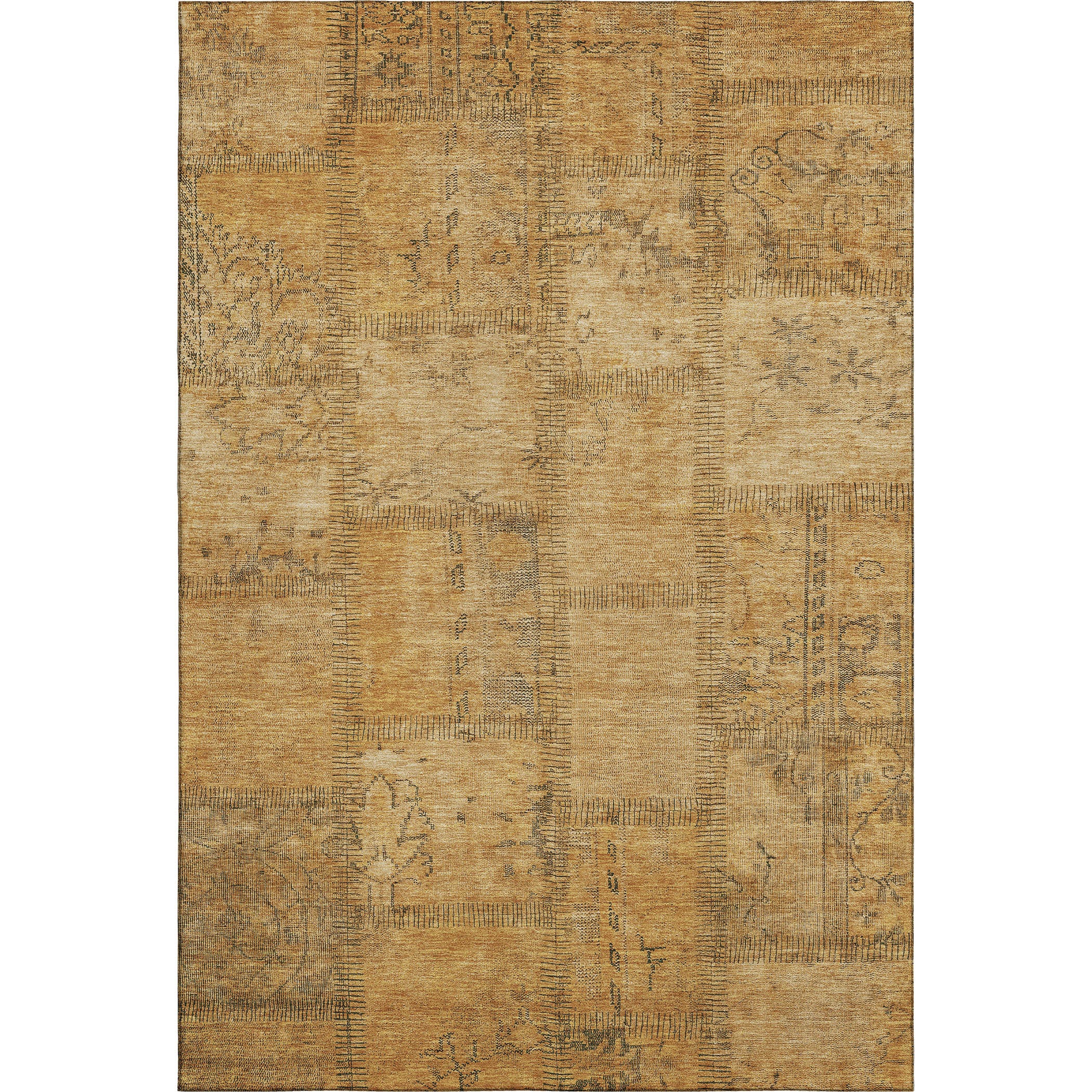 10' X 14' Copper And Gray Patchwork Washable Area Rug With UV Protection - Home & Garden