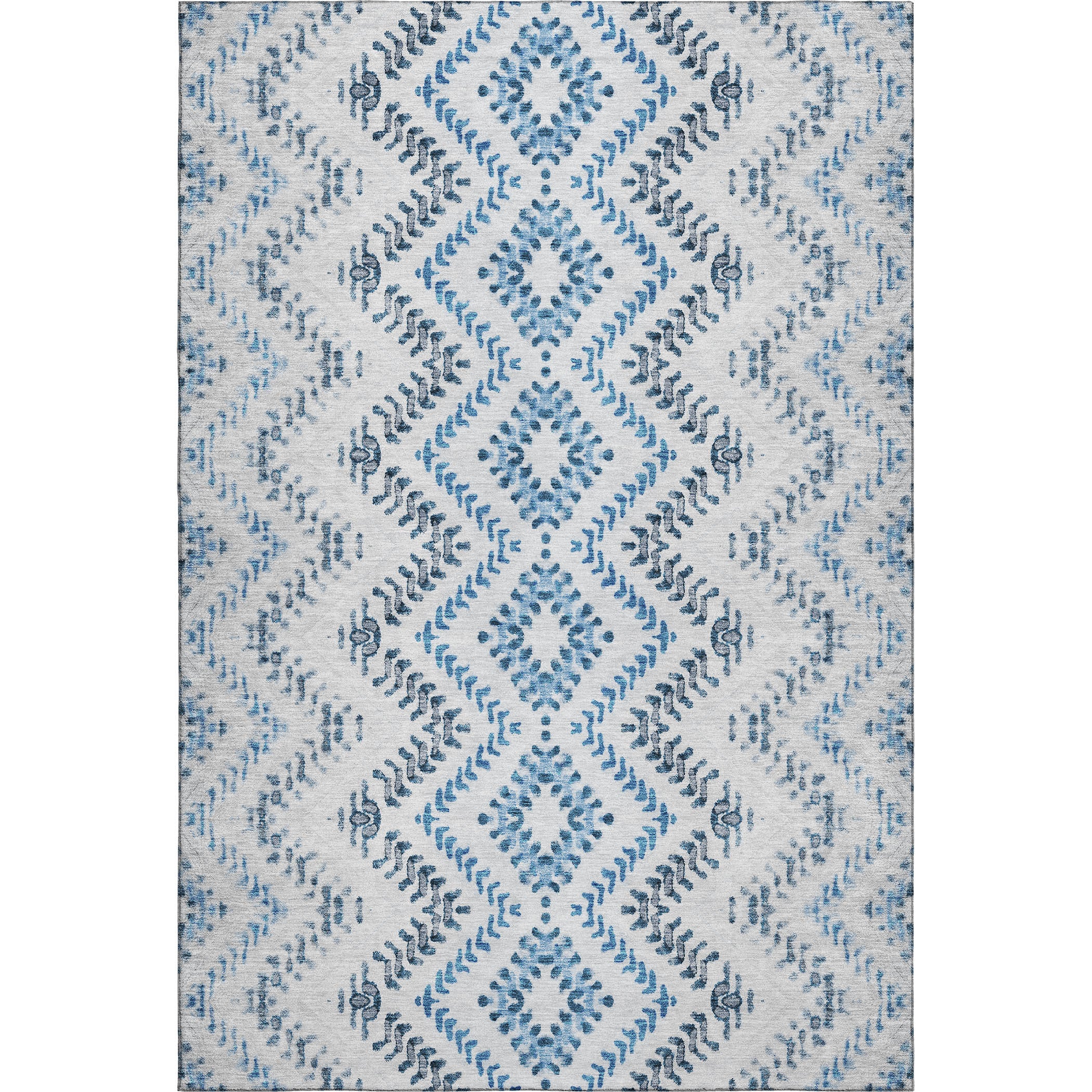 10' X 14' Blue And Ivory Geometric Washable Area Rug With UV Protection - Home & Garden