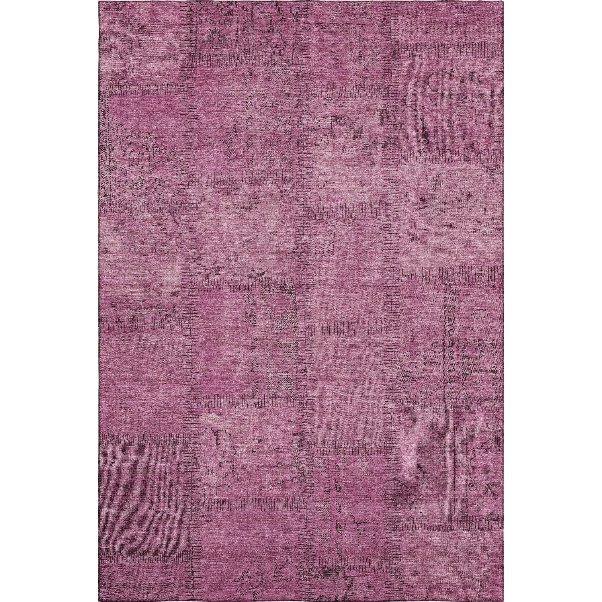 5' X 8' Blush And Gray Patchwork Washable Area Rug With UV Protection - Home & Garden