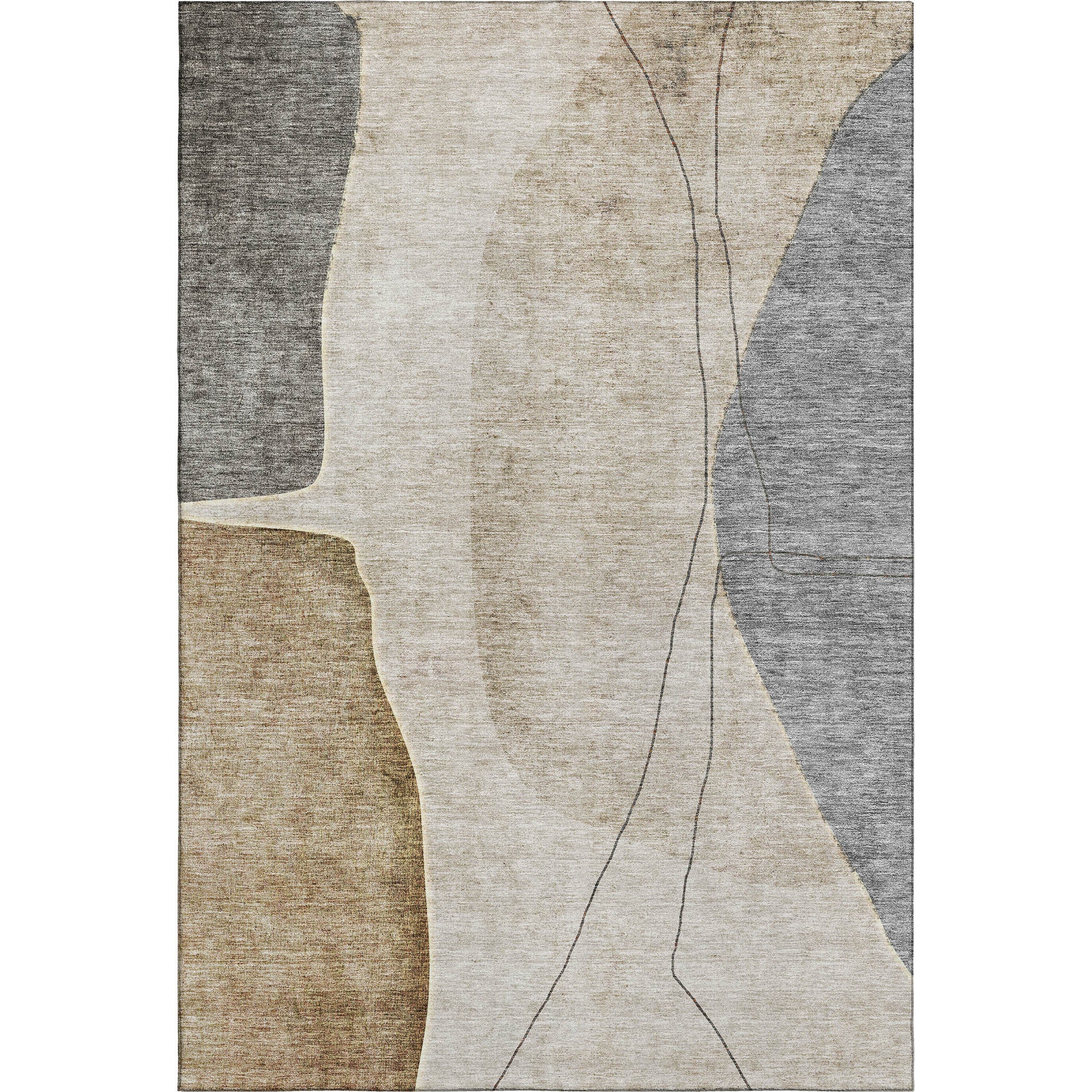 10' X 14' Taupe Beige And Gray Abstract Washable Area Rug With UV Protection - Home & Garden