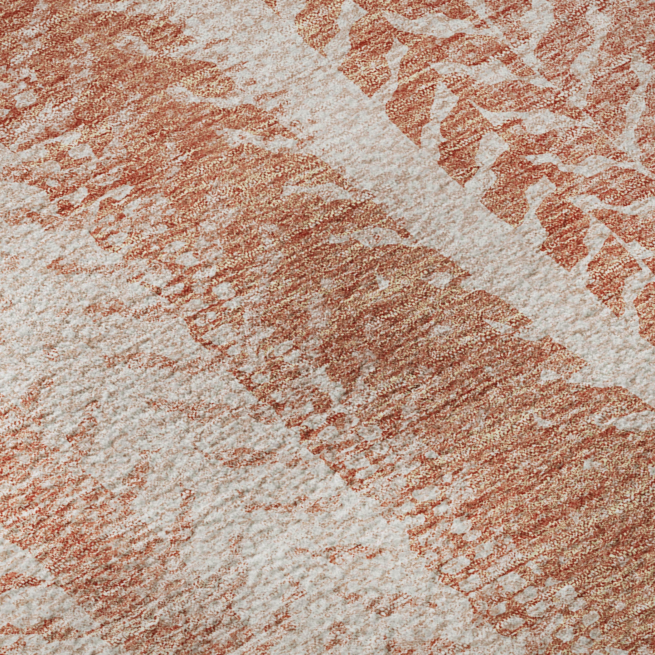 10' X 14' Coral And Ivory Striped Washable Area Rug With UV Protection - Home & Garden