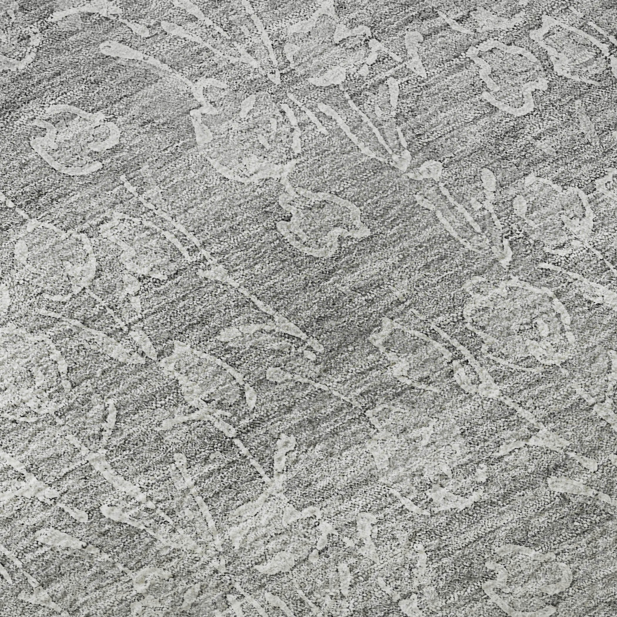 5' X 8' Silver And Ivory Floral Washable Area Rug With UV Protection - Home & Garden