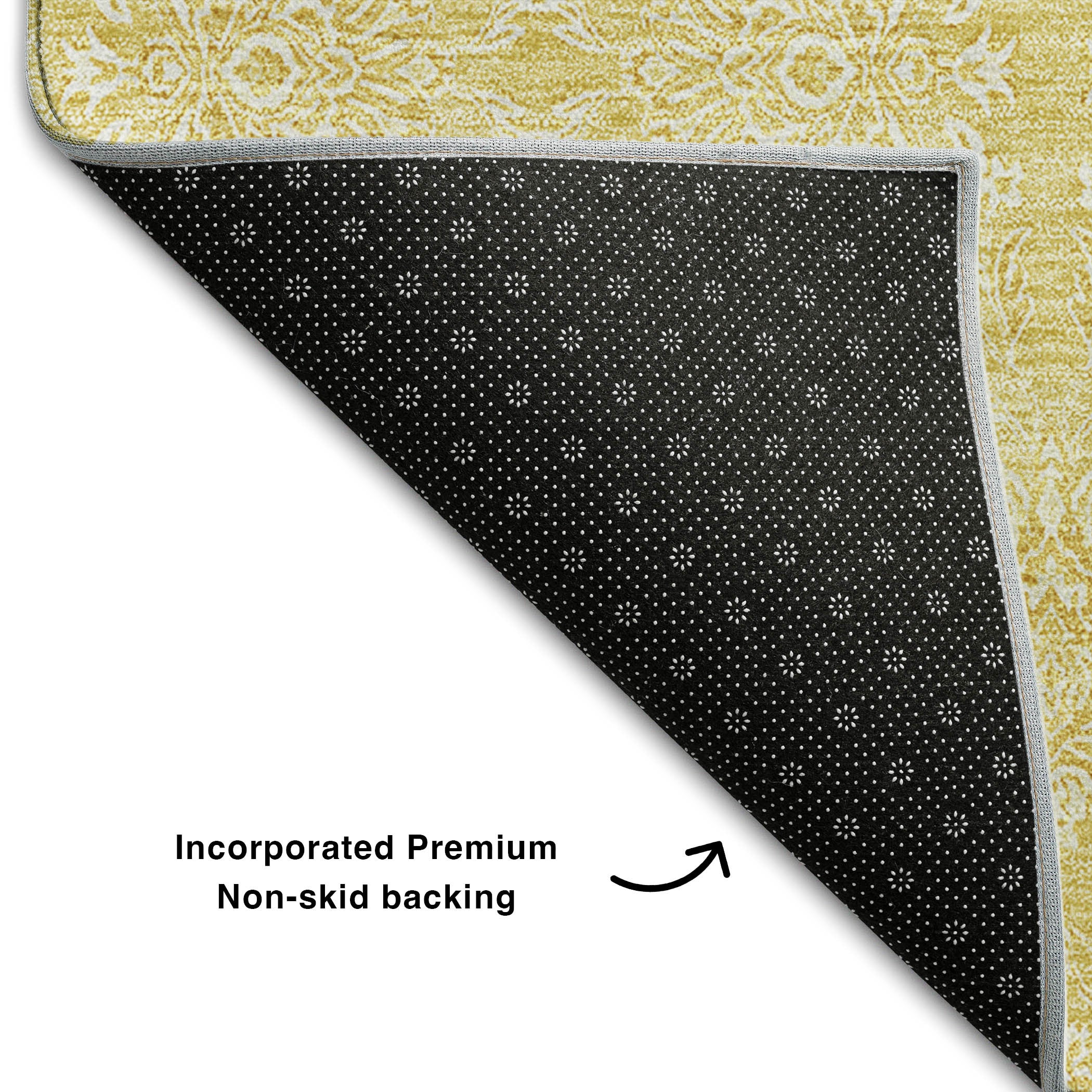 5' X 8' Amber And Ivory Floral Washable Area Rug With UV Protection - Home & Garden