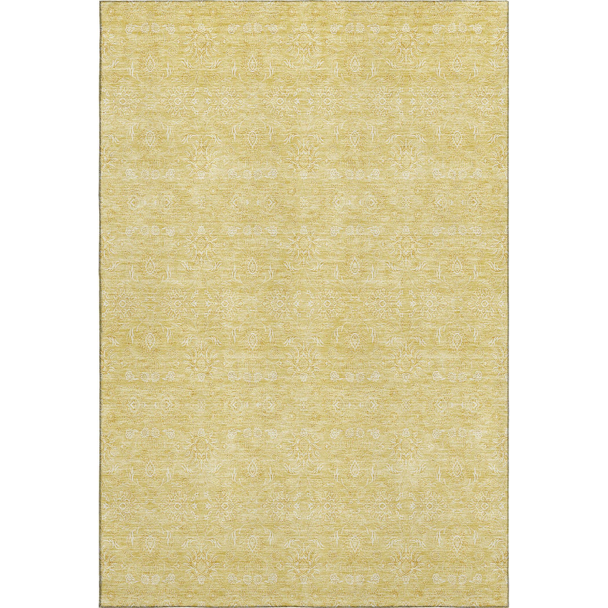 5' X 8' Amber And Ivory Floral Washable Area Rug With UV Protection - Home & Garden