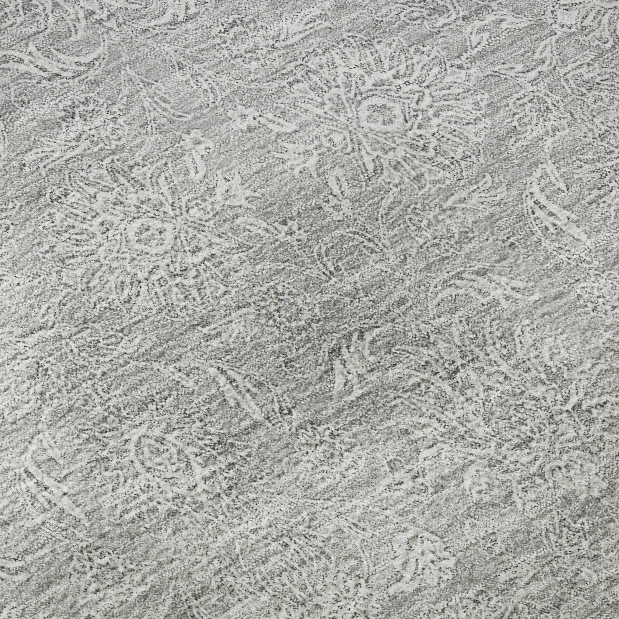 10' X 14' Silver And Gray Floral Washable Area Rug With UV Protection - Home & Garden