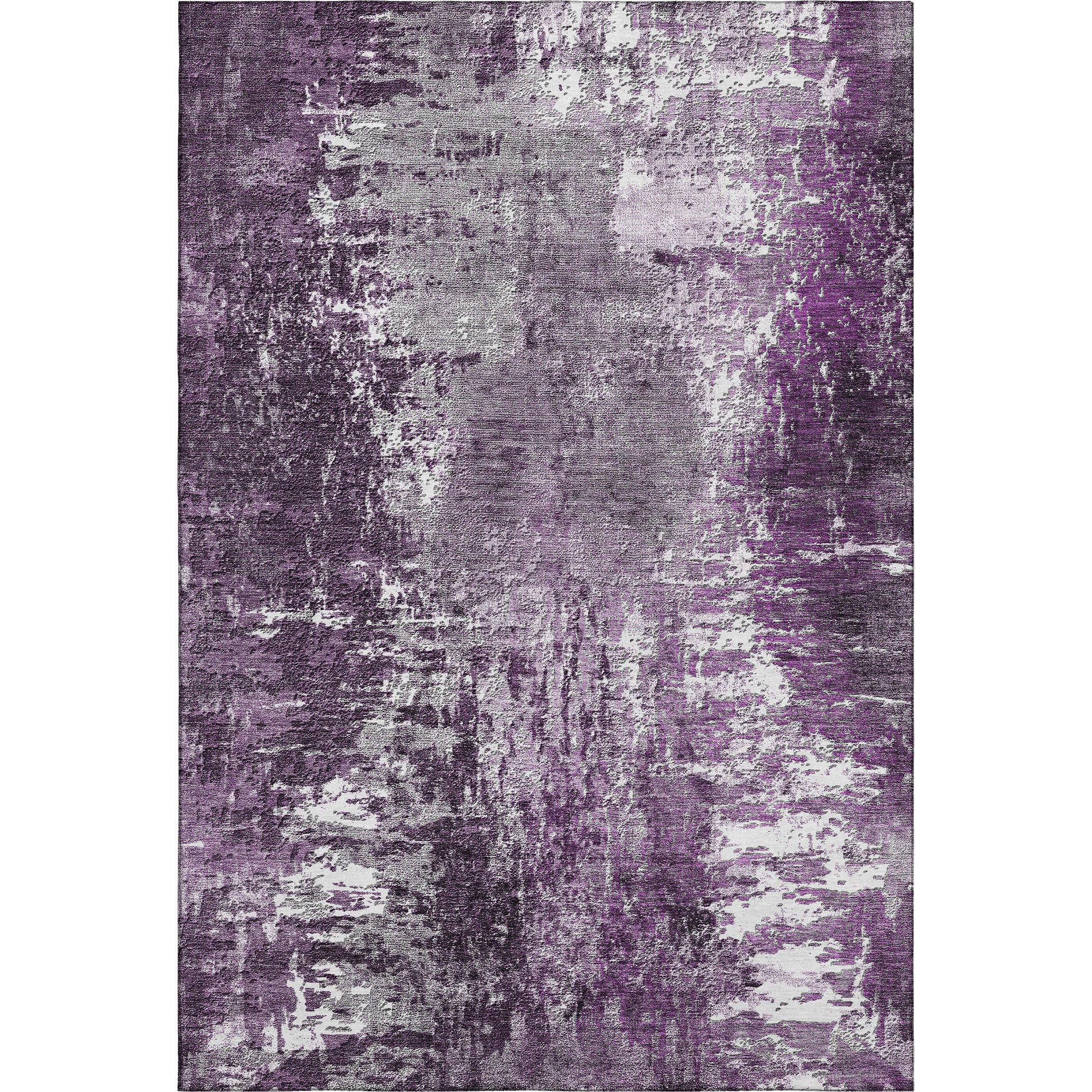 10' X 14' Eggplant And Ivory Abstract Washable Area Rug With UV Protection - Home & Garden