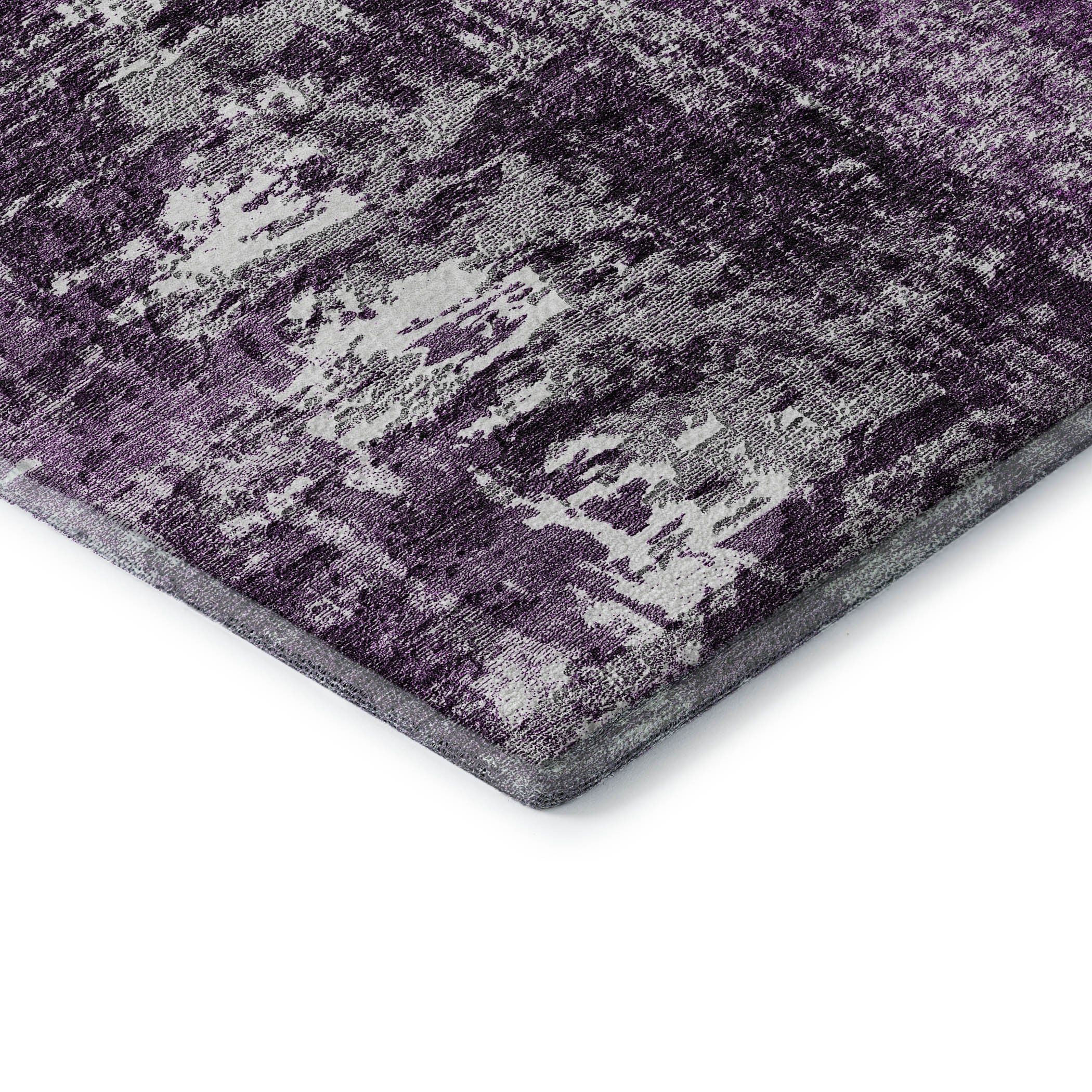 10' X 14' Eggplant And Ivory Abstract Washable Area Rug With UV Protection - Home & Garden