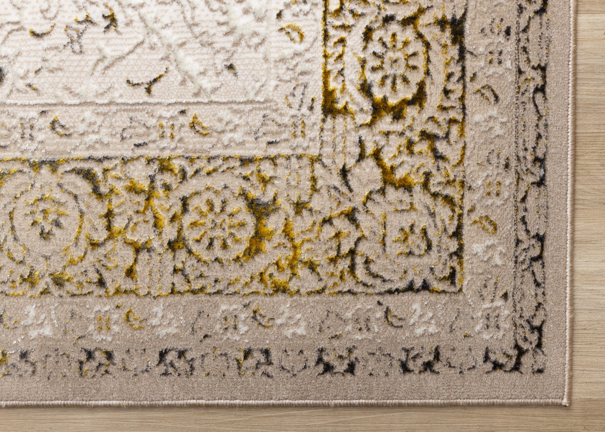 8' X 11' Cream Black And Tan Medallion Area Rug - Home & Garden