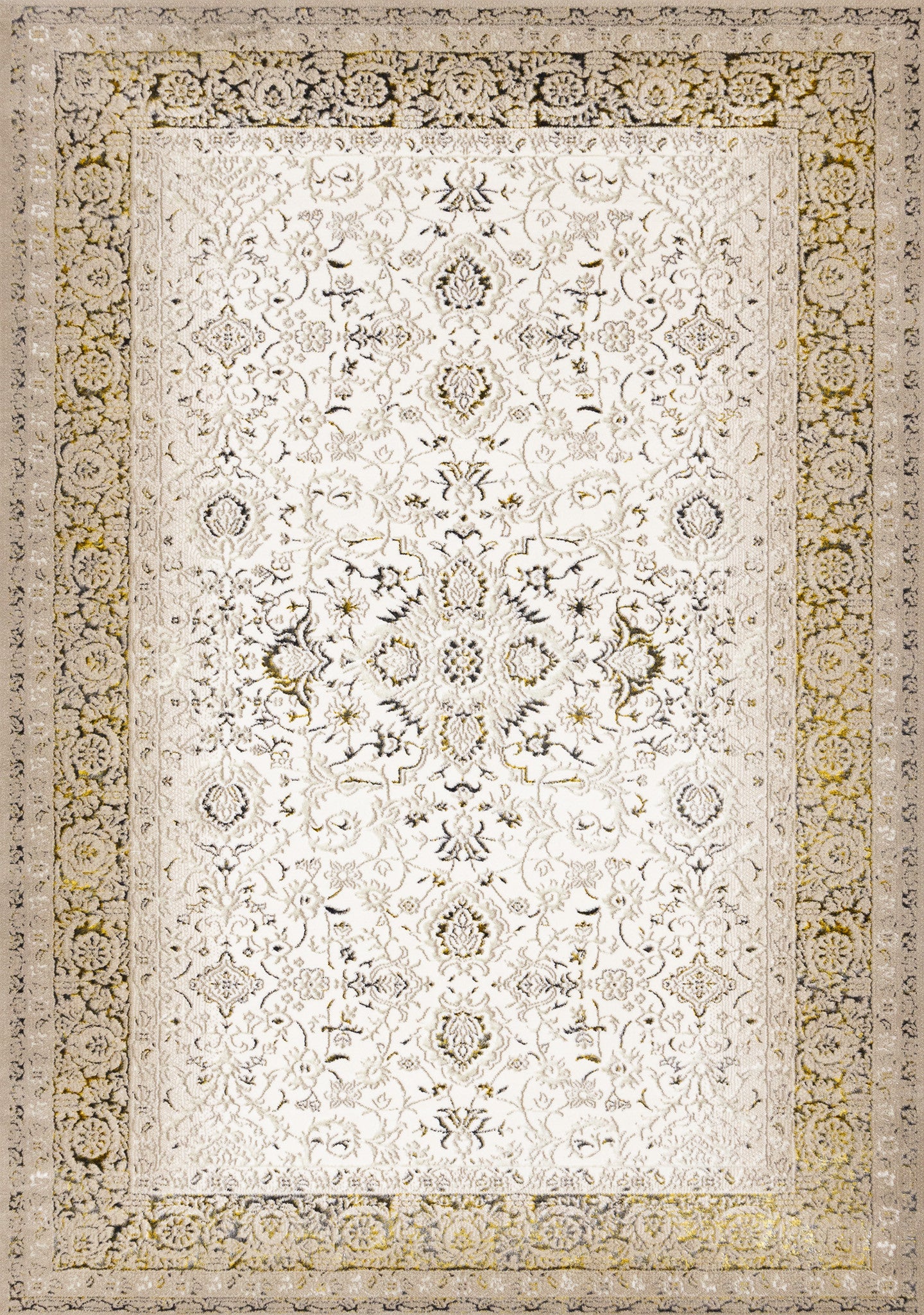 8' X 11' Cream Black And Tan Medallion Area Rug - Home & Garden