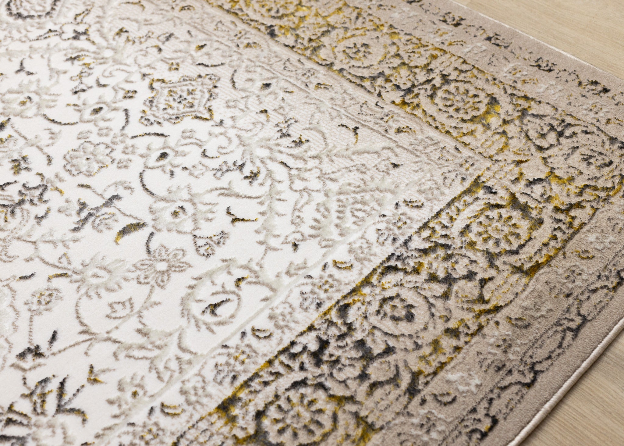 8' X 11' Cream Black And Tan Medallion Area Rug - Home & Garden
