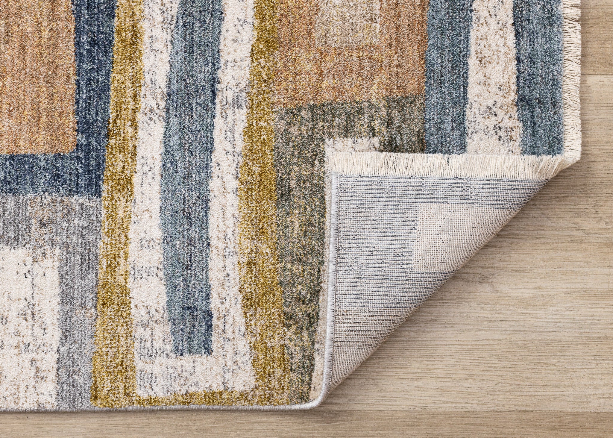 8' X 10' Orange Blue And Beige Geometric Area Rug - Home & Garden