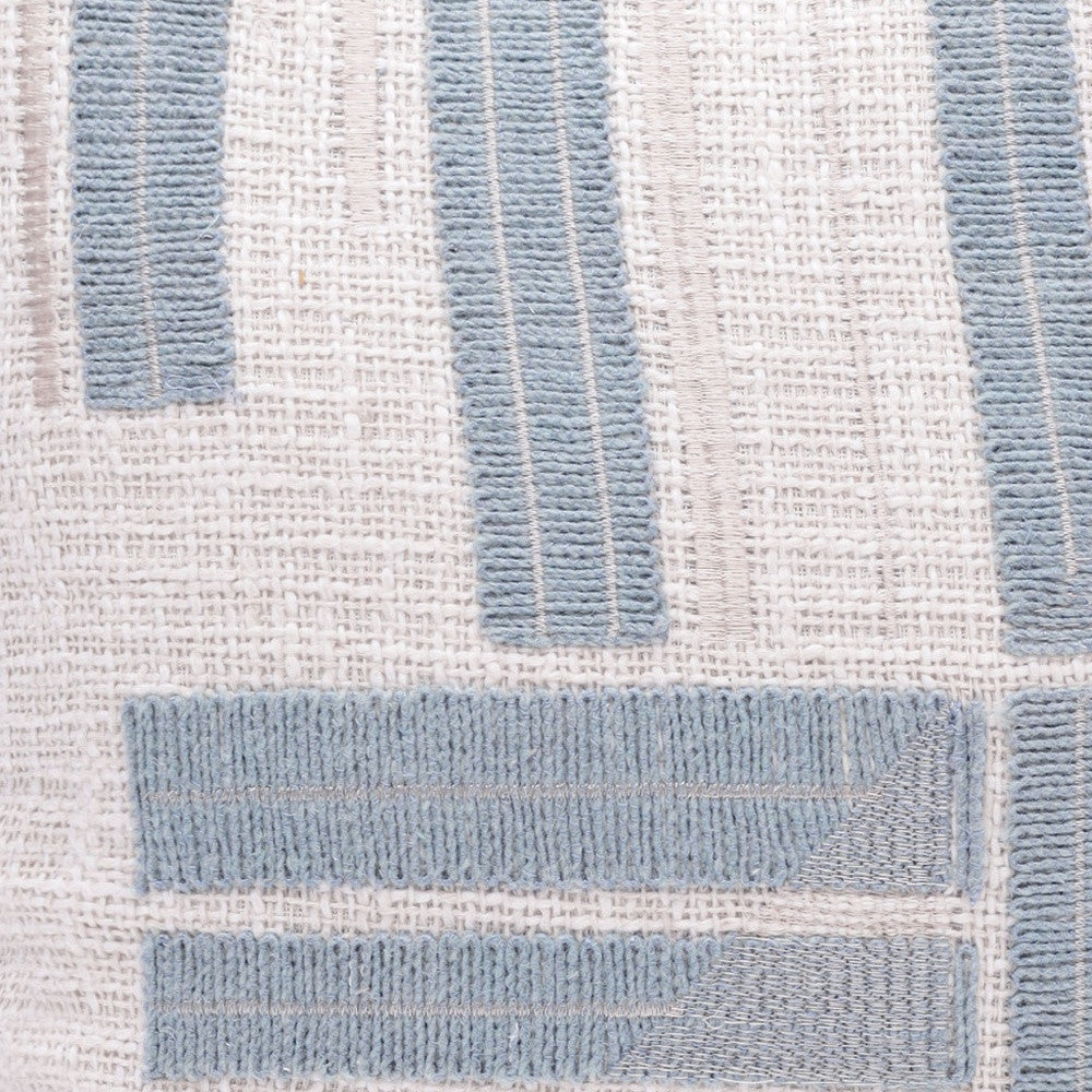 20" Blue And Ivory Cotton Striped Throw Pillow - Home & Garden