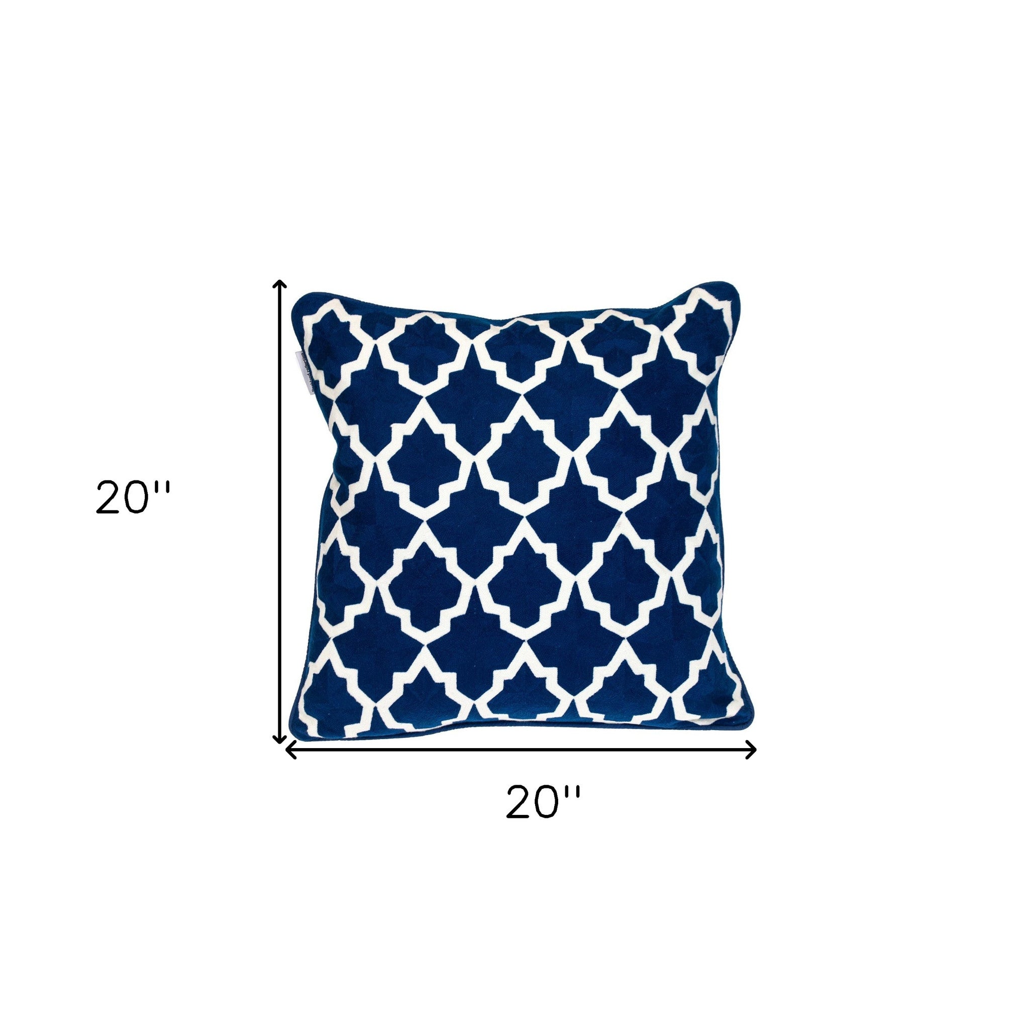 20" Blue and White Geometric Cotton Throw Pillow - Home & Garden