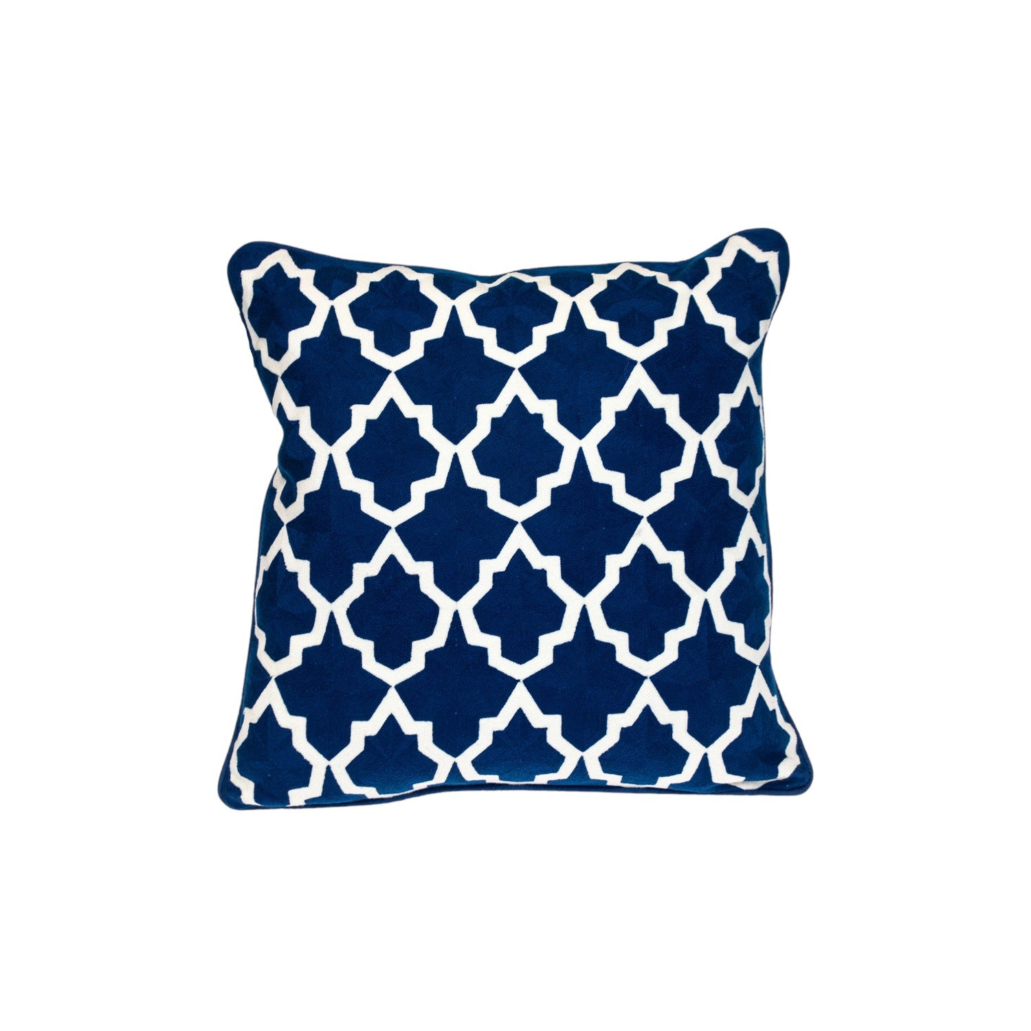 20" Blue and White Geometric Cotton Throw Pillow - Home & Garden