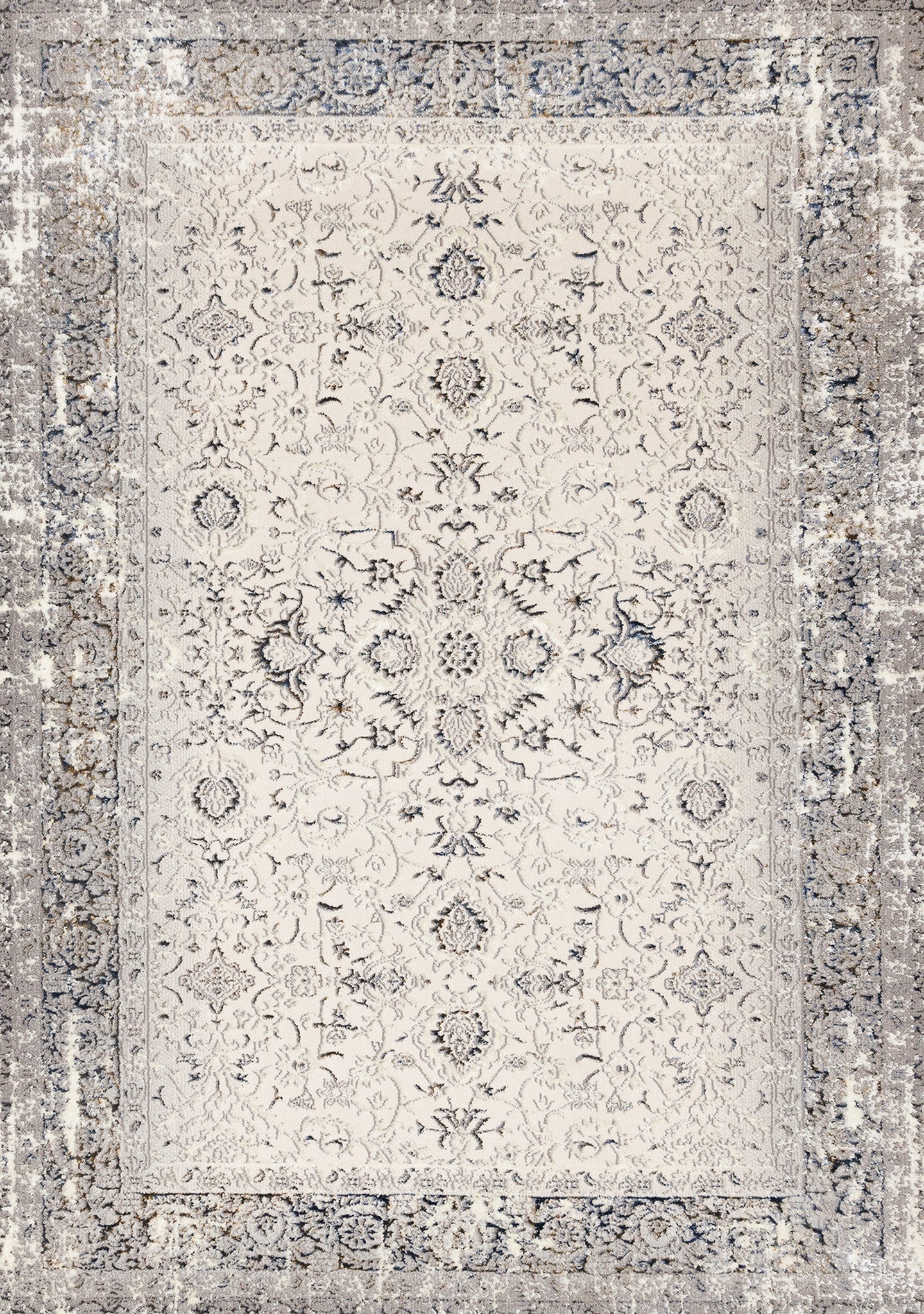5' X 8' Cream Blue And Gray Medallion Area Rug - Home & Garden