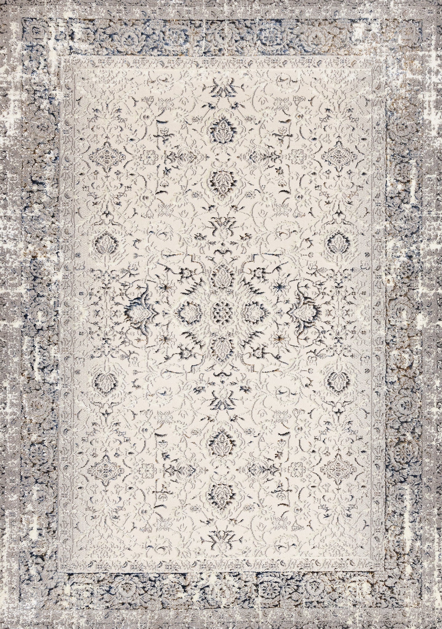 5' X 8' Cream Blue And Gray Medallion Area Rug - Home & Garden