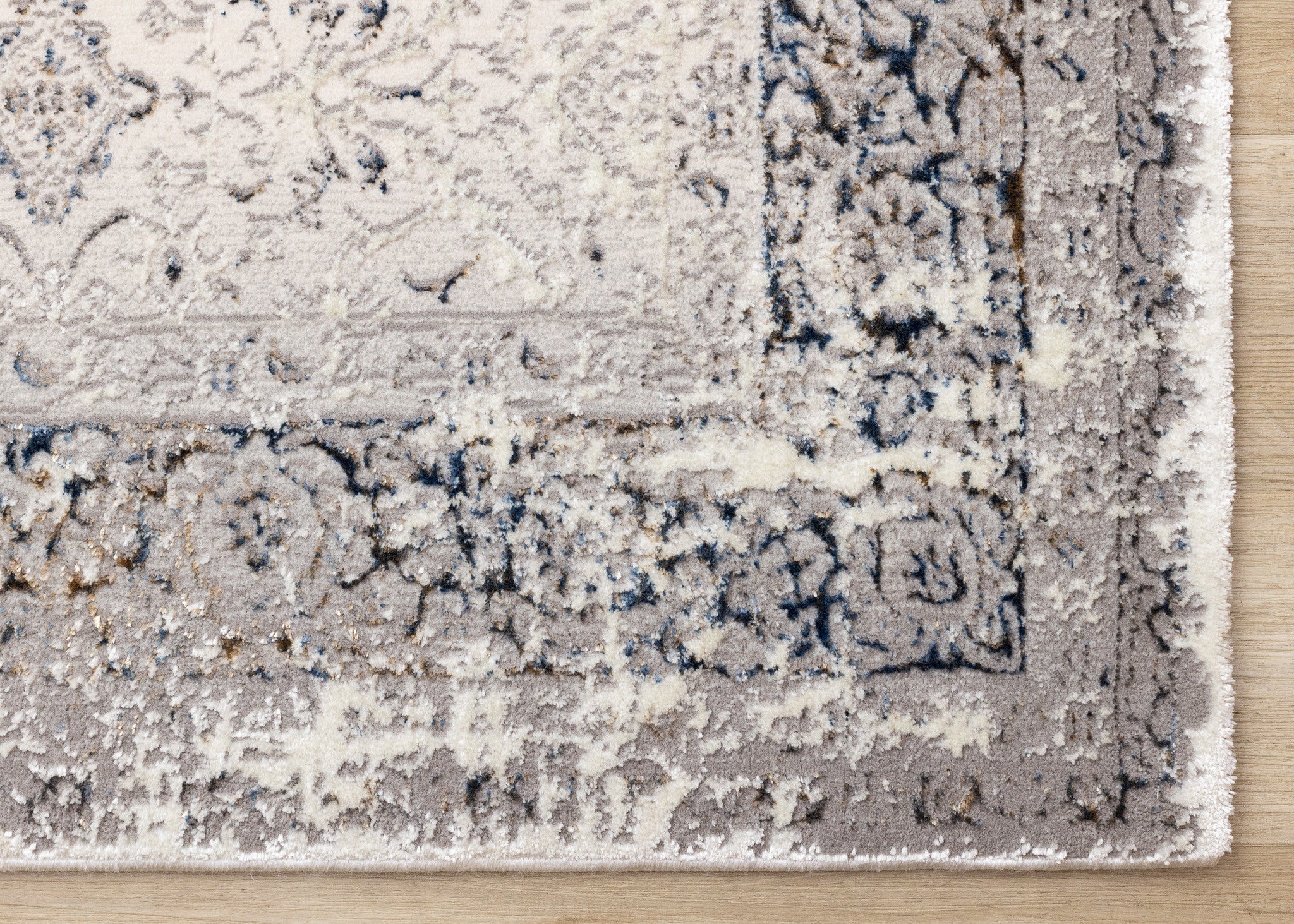 5' X 8' Cream Blue And Gray Medallion Area Rug - Home & Garden
