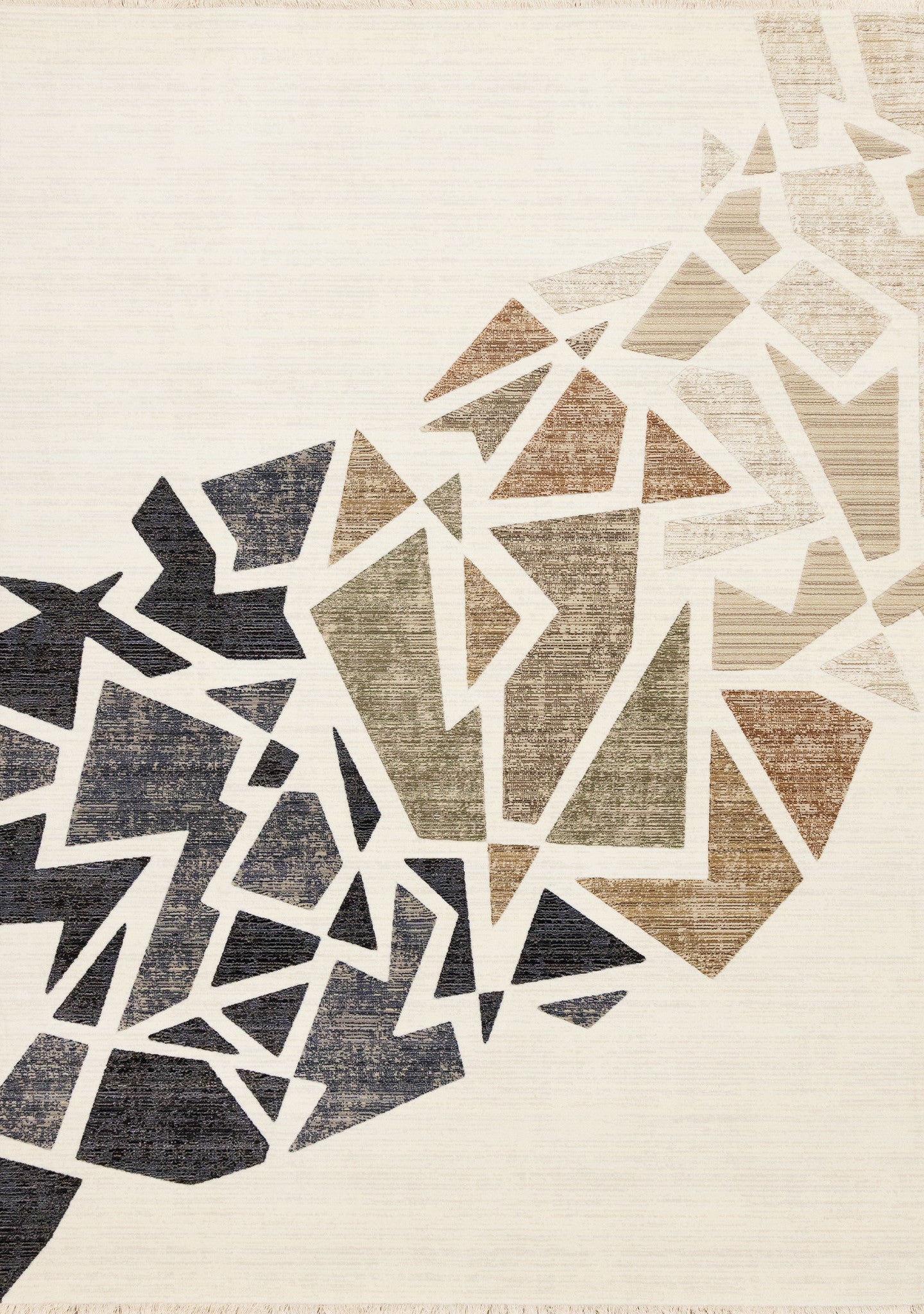5' X 8' Cream Black And Tan Abstract Area Rug - Home & Garden