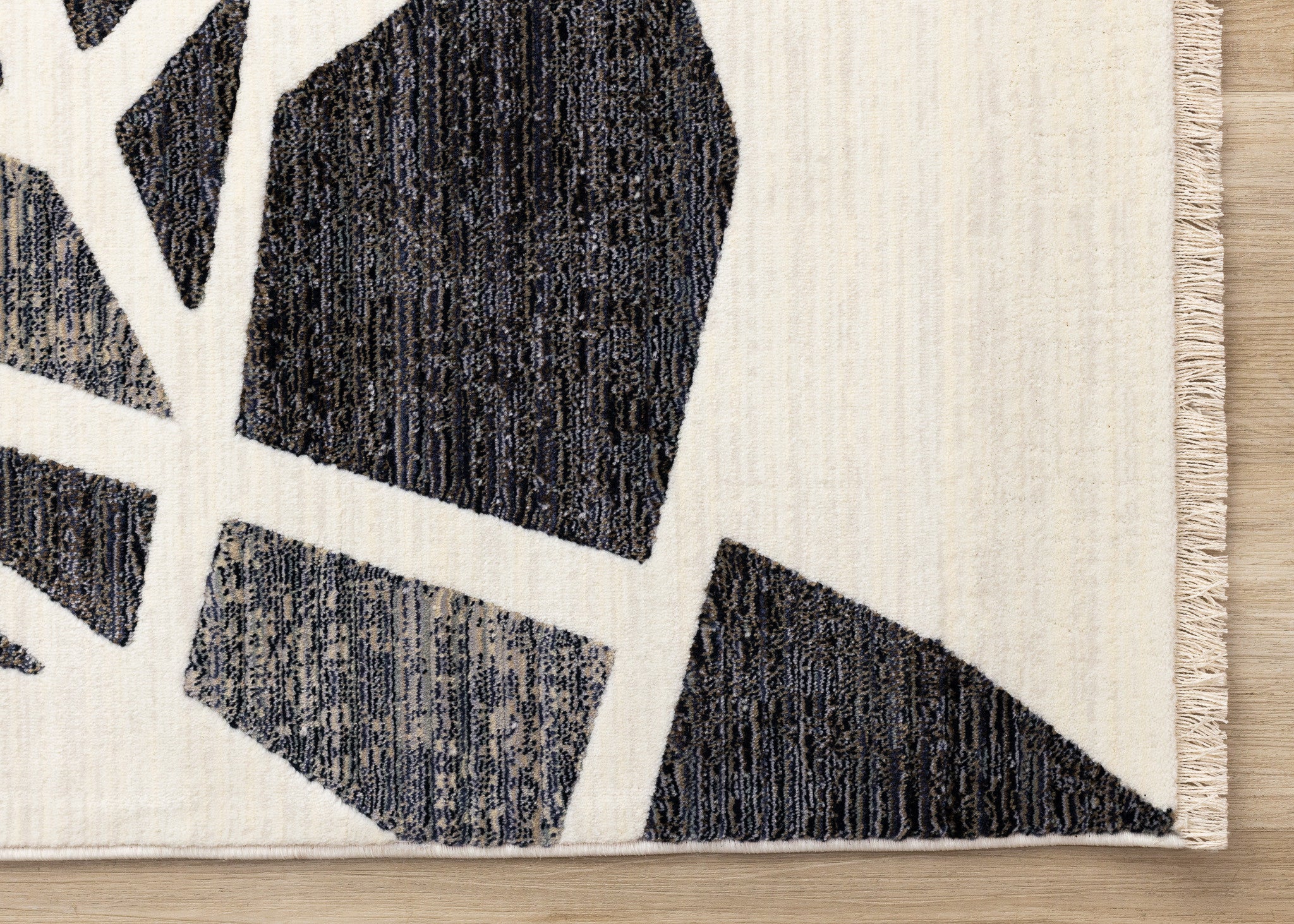 5' X 8' Cream Black And Tan Abstract Area Rug - Home & Garden