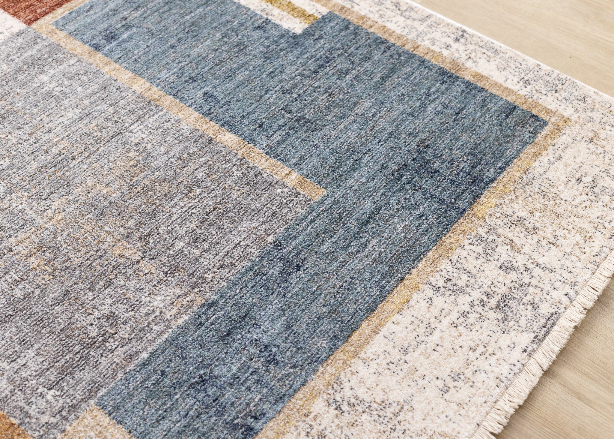 8' X 10' Cream Blue And Brown Geometric Area Rug - Home & Garden