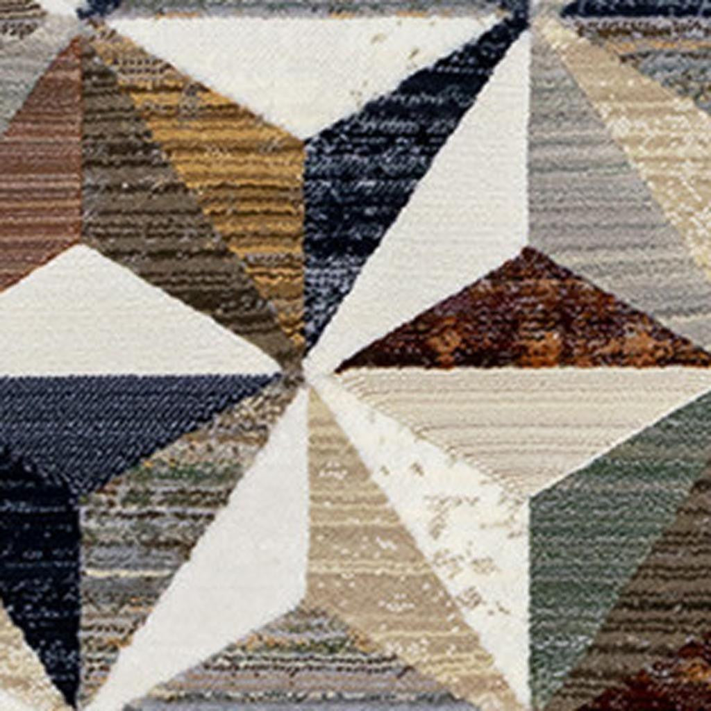 5' X 8' Cream Gray And Brown Geometric Area Rug - Home & Garden