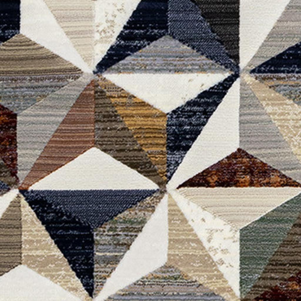 5' X 8' Cream Gray And Brown Geometric Area Rug - Home & Garden