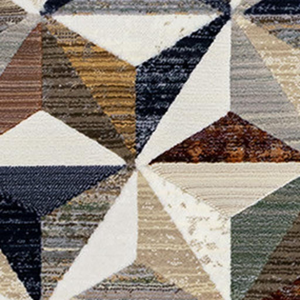 5' X 8' Cream Gray And Brown Geometric Area Rug - Home & Garden