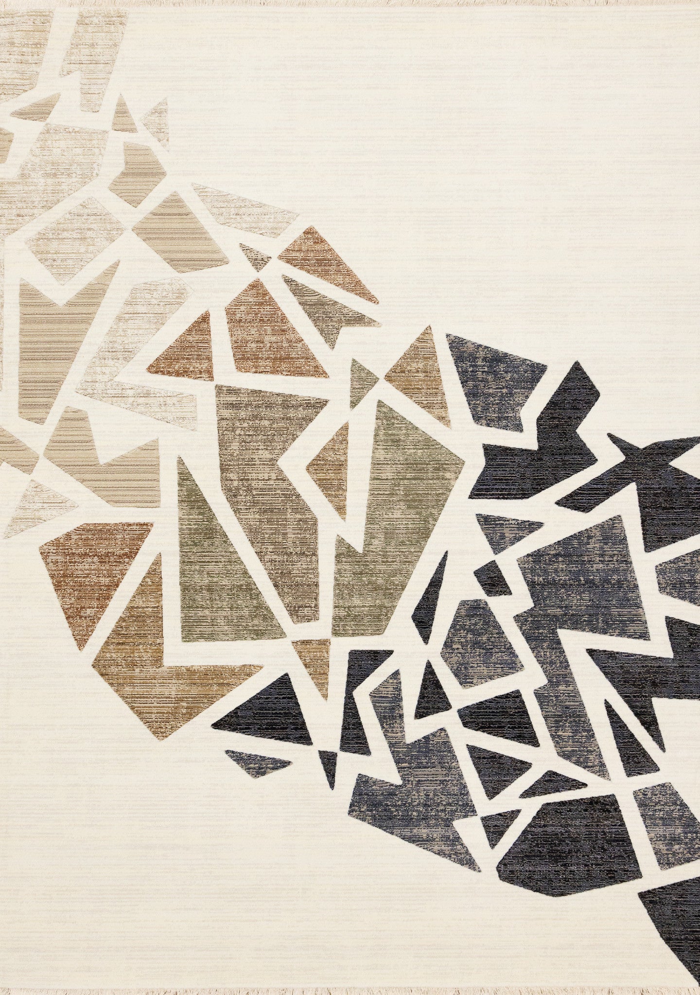 8' X 10' Cream Black And Tan Abstract Area Rug - Home & Garden