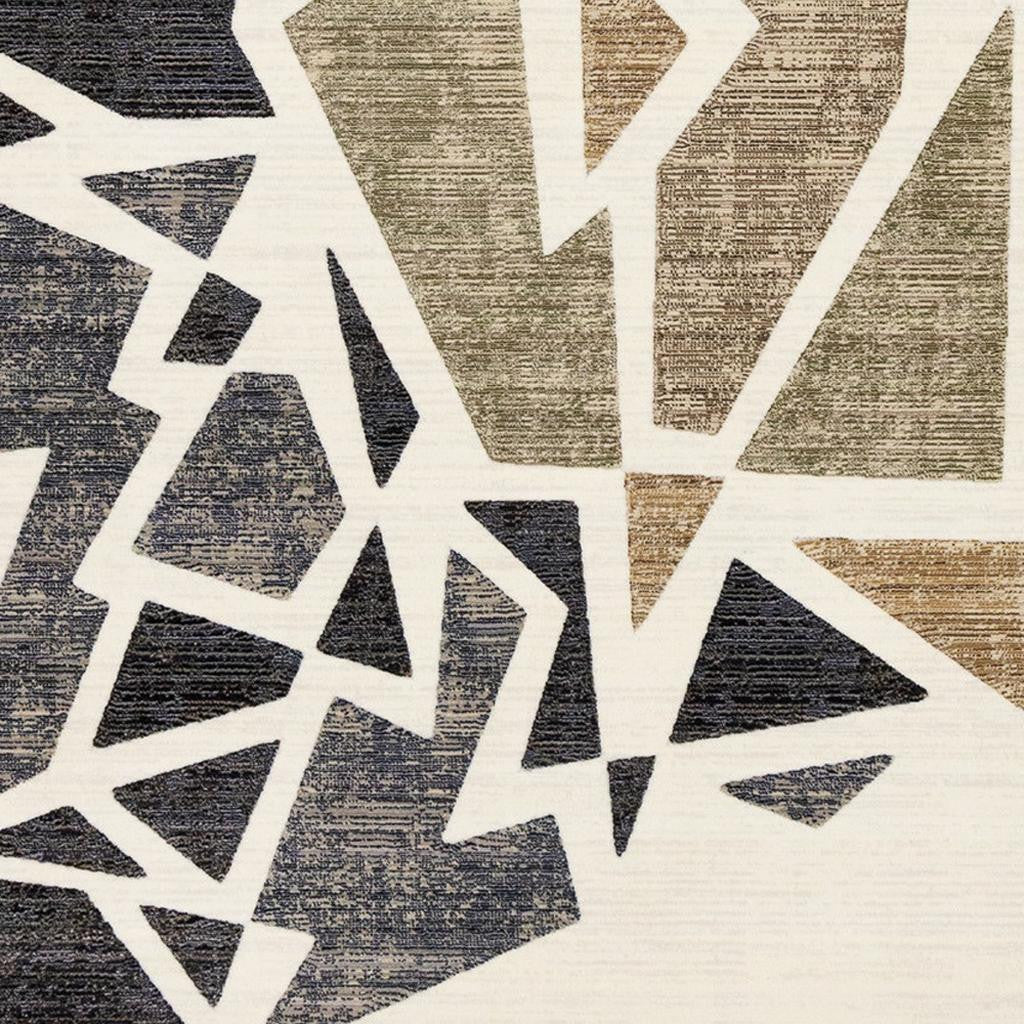 8' X 10' Cream Black And Tan Abstract Area Rug - Home & Garden