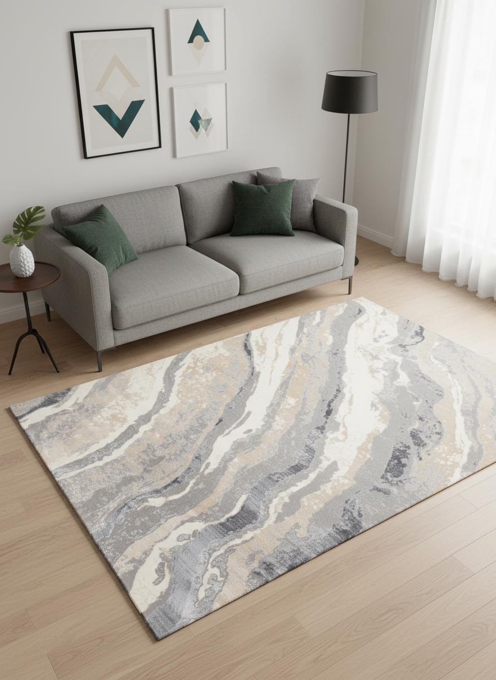 5' X 8' Taupe Gray And Ivory Abstract Area Rug - Home & Garden