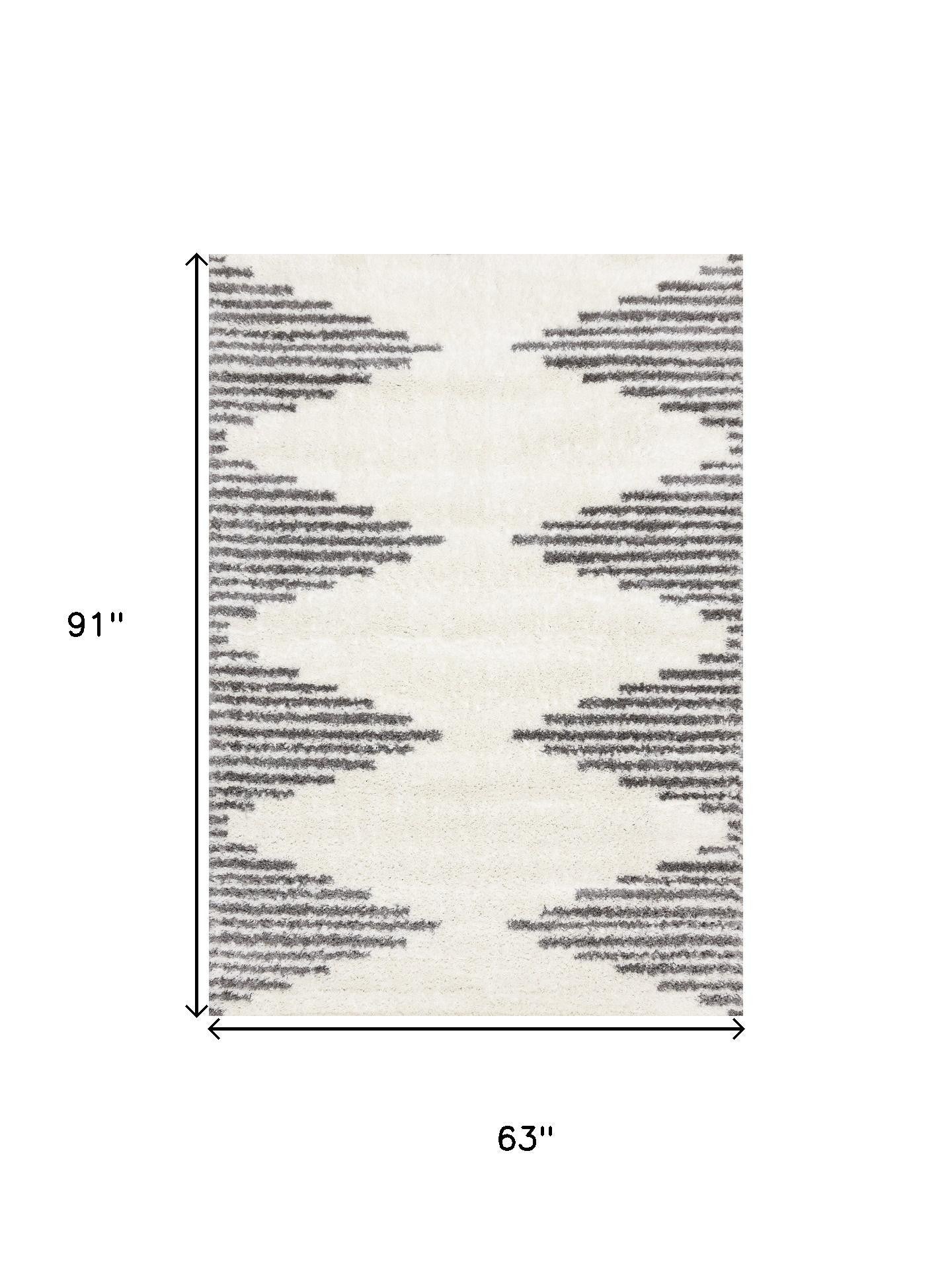5' X 8' Cream And Gray Geometric Area Rug - Home & Garden