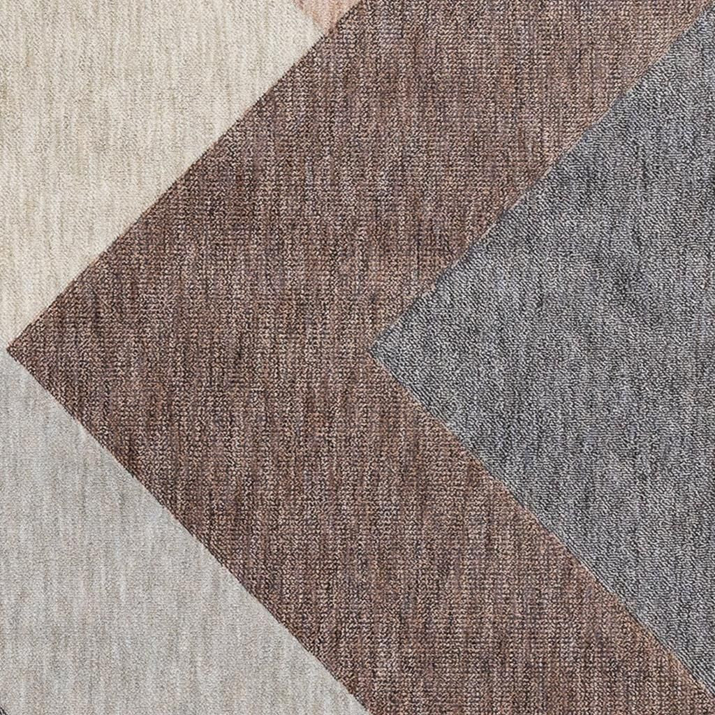 5' X 8' Gray Brown And Beige Geometric Area Rug - Home & Garden