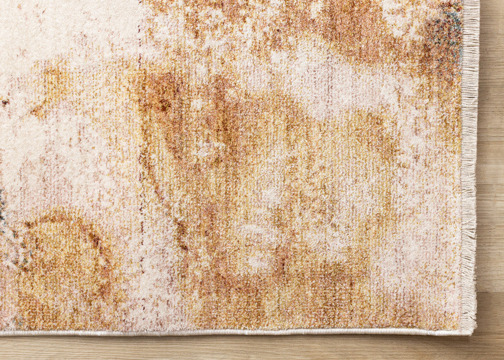 5' X 8' Cream Copper And Blue Abstract Area Rug - Home & Garden
