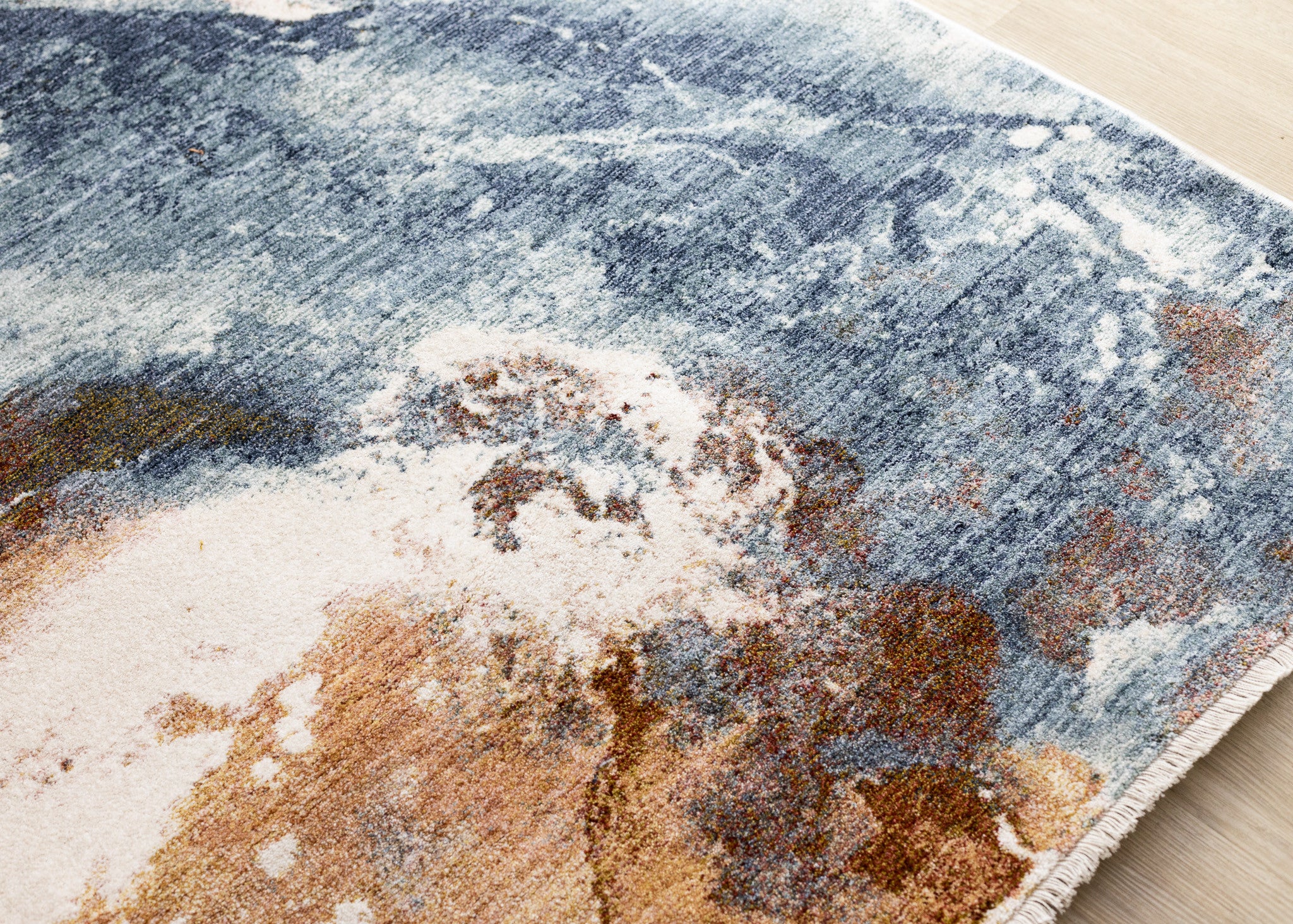 5' X 8' Cream Copper And Blue Abstract Area Rug - Home & Garden