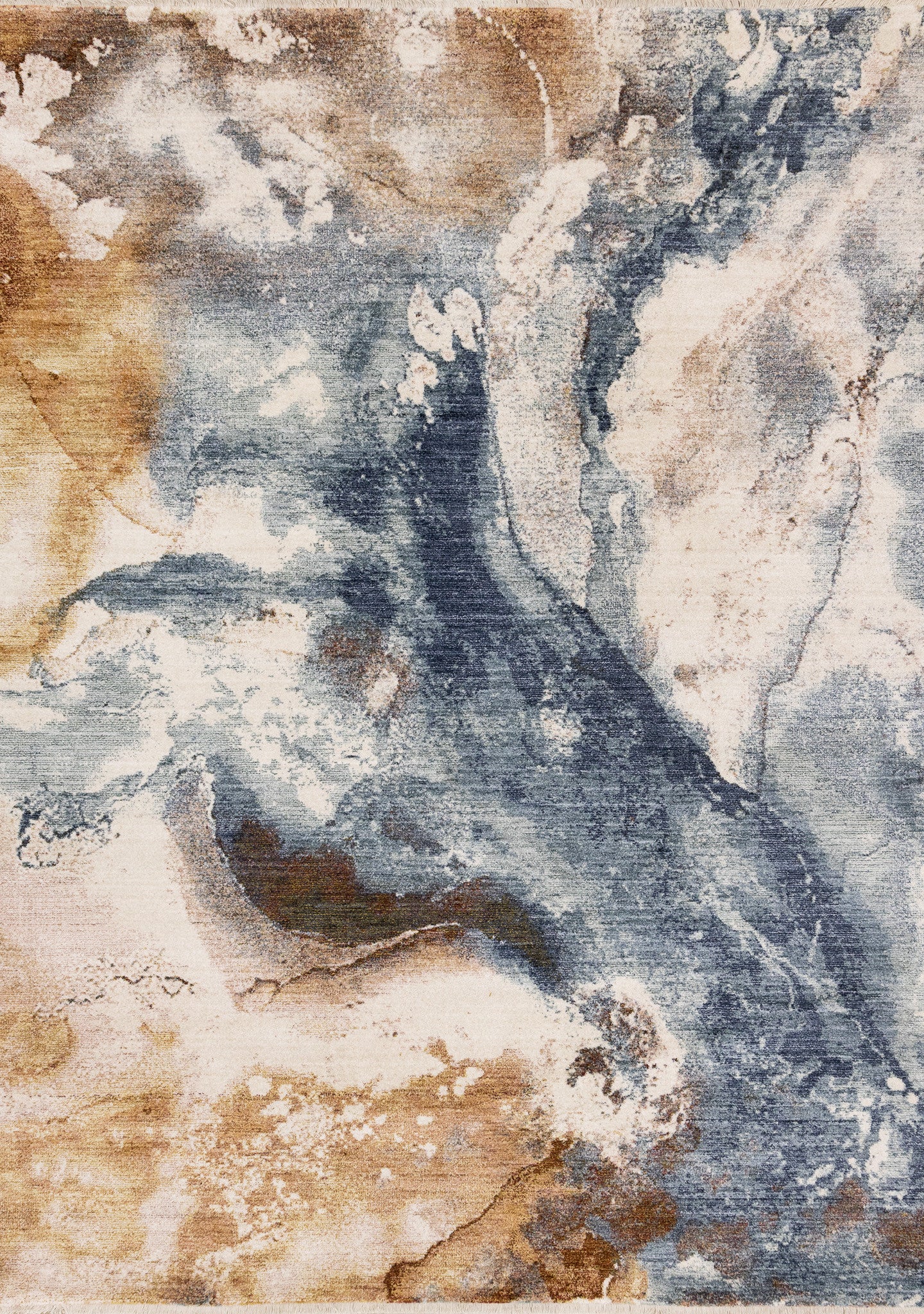 5' X 8' Cream Copper And Blue Abstract Area Rug - Home & Garden