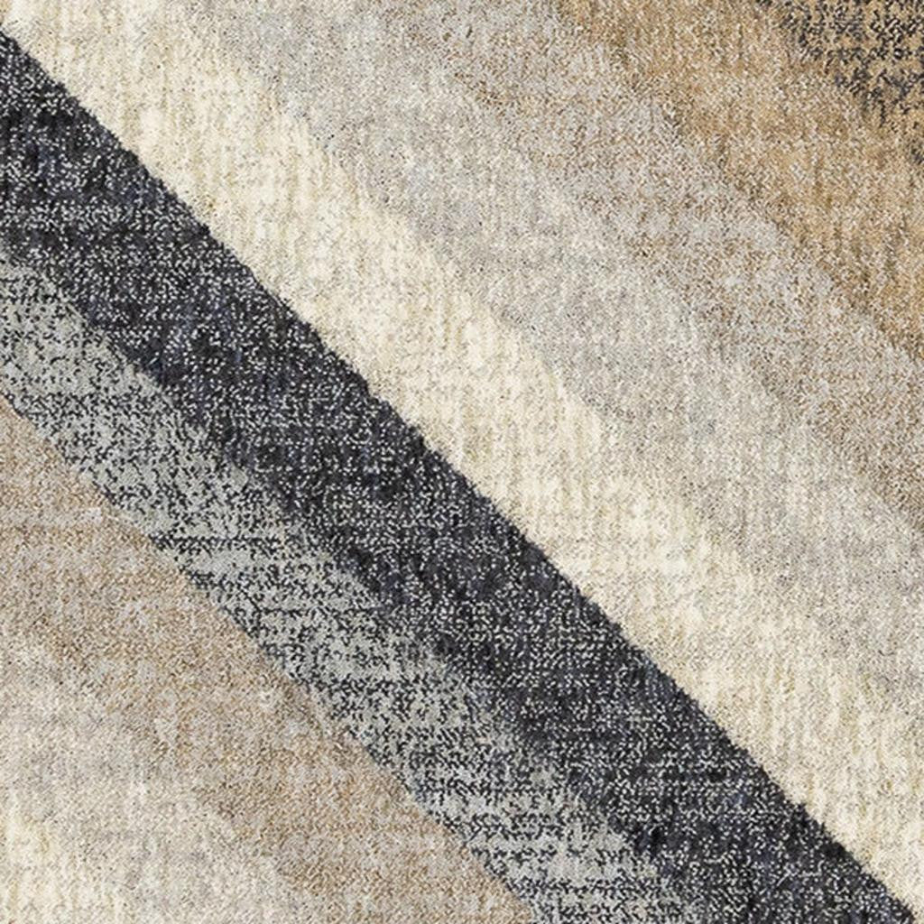5' X 8' Gray Beige And Black Geometric Area Rug - Home & Garden