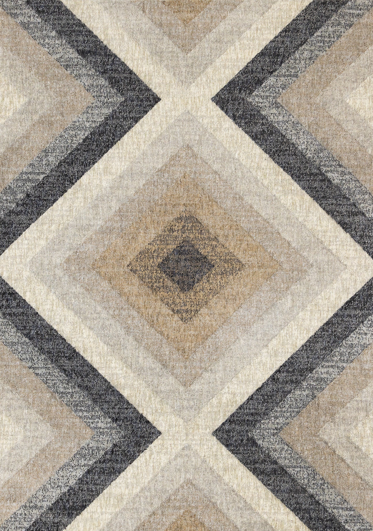 5' X 8' Gray Beige And Black Geometric Area Rug - Home & Garden