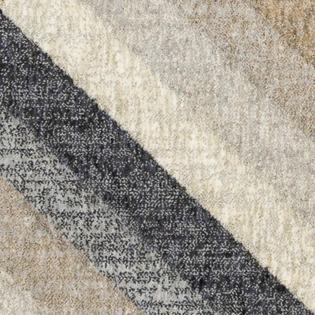 5' X 8' Gray Beige And Black Geometric Area Rug - Home & Garden