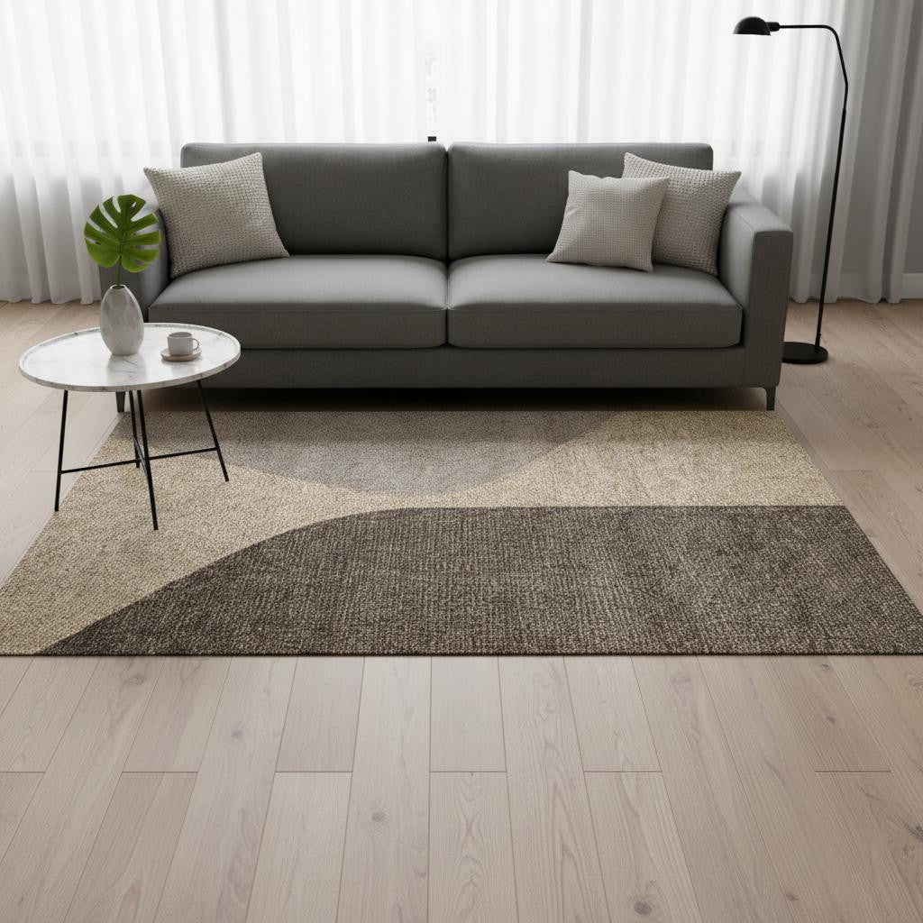 5' X 8' Beige Gray And Brown Geometric Area Rug - Home & Garden